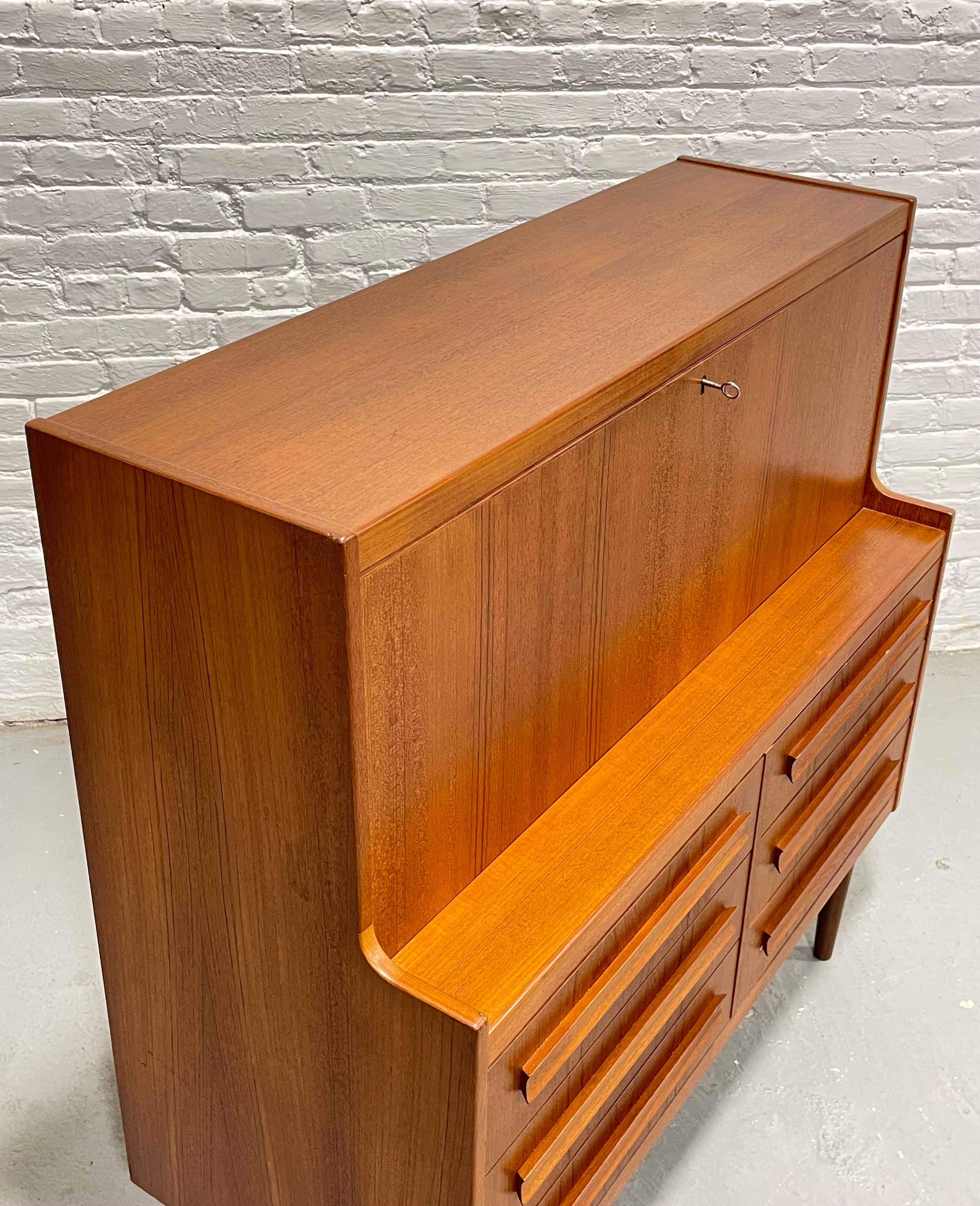 TEAK Mid Century MODERN Secretary DESK + Storage, Made in Denmark, c. 1960's 11