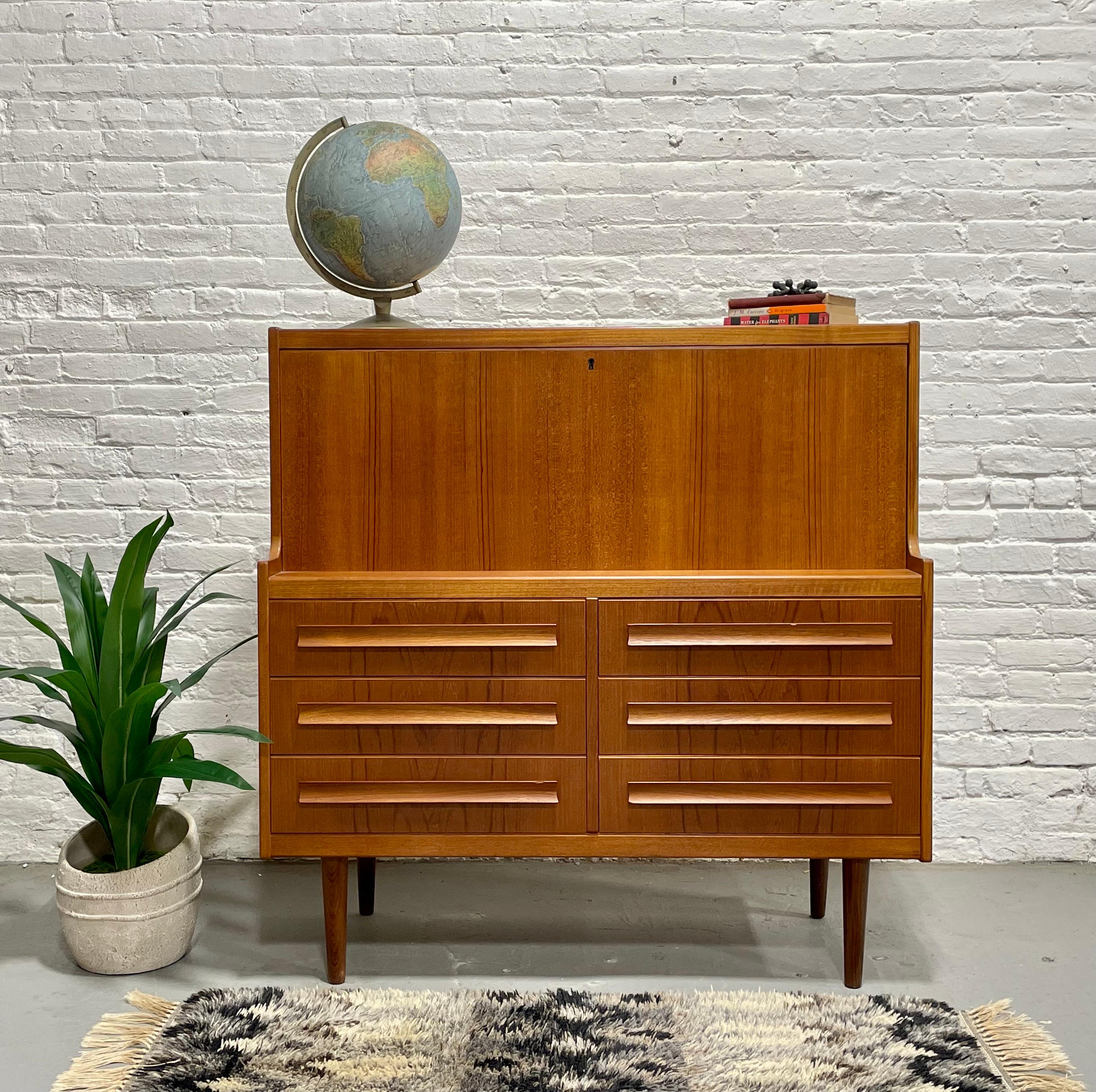 Mid-Century Modern TEAK Mid Century MODERN Secretary DESK + Storage, Made in Denmark, c. 1960's