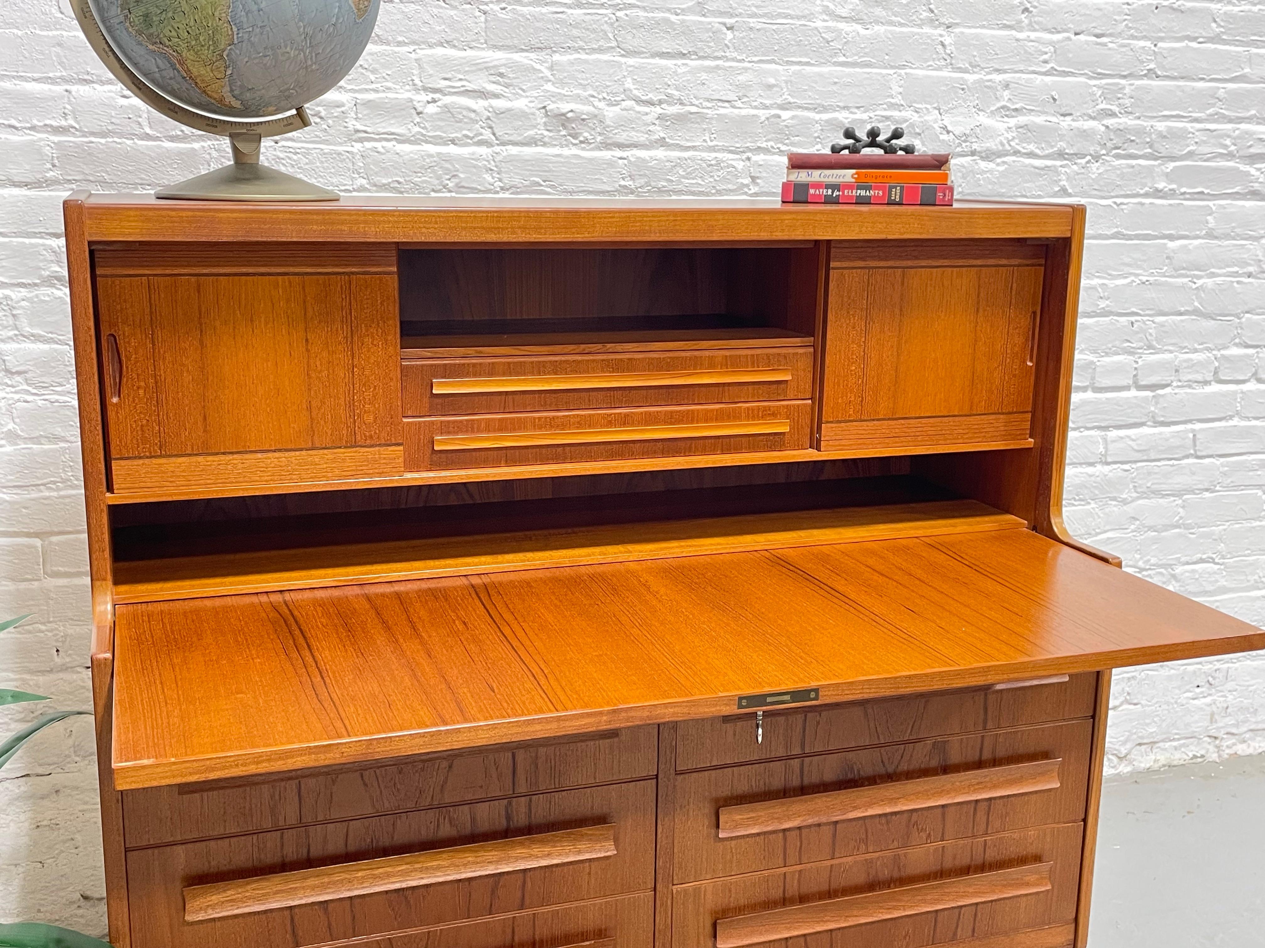 Mid-20th Century TEAK Mid Century MODERN Secretary DESK + Storage, Made in Denmark, c. 1960's