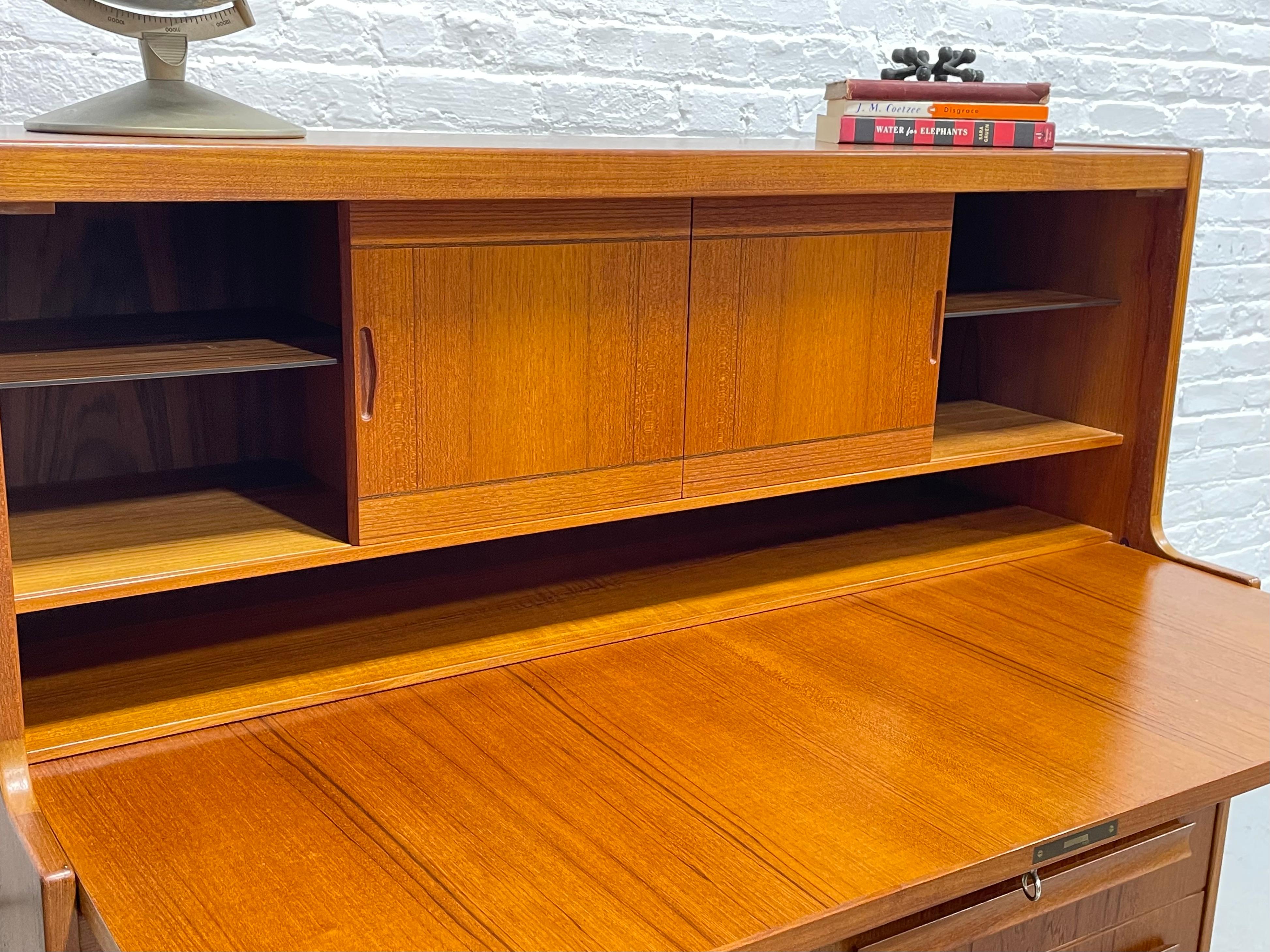 Teak TEAK Mid Century MODERN Secretary DESK + Storage, Made in Denmark, c. 1960's
