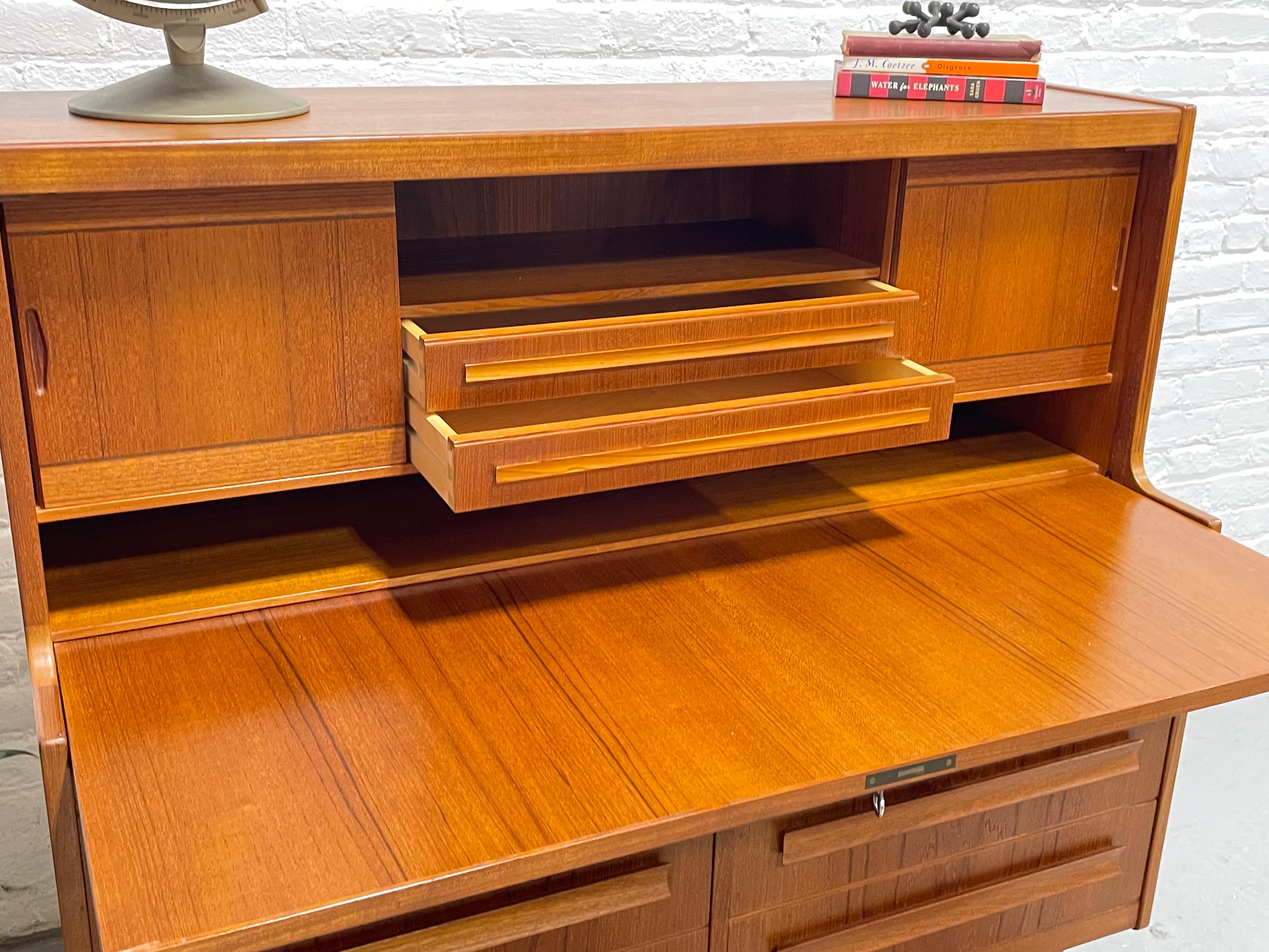 TEAK Mid Century MODERN Secretary DESK + Storage, Made in Denmark, c. 1960's 1