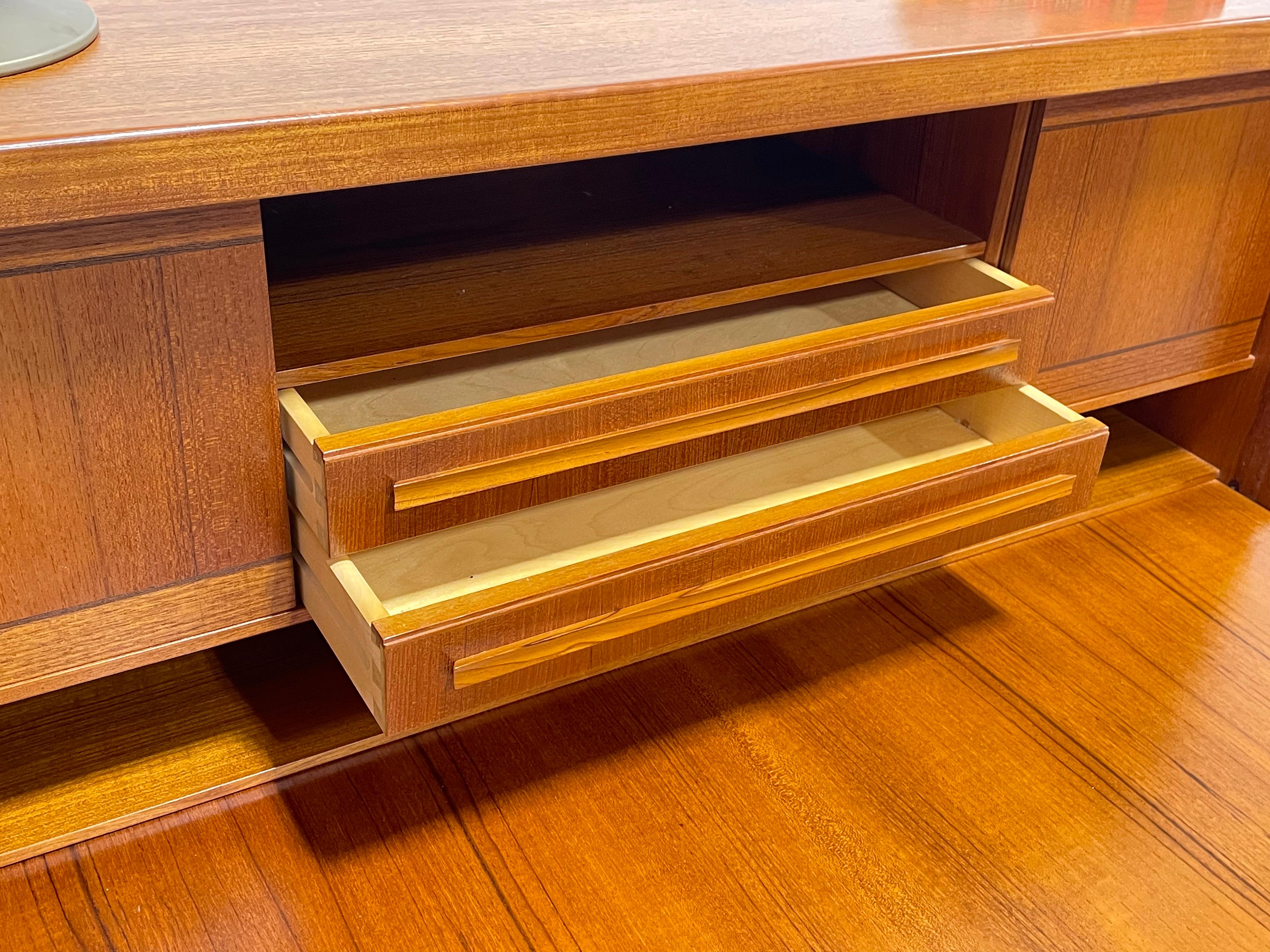 TEAK Mid Century MODERN Secretary DESK + Storage, Made in Denmark, c. 1960's 2