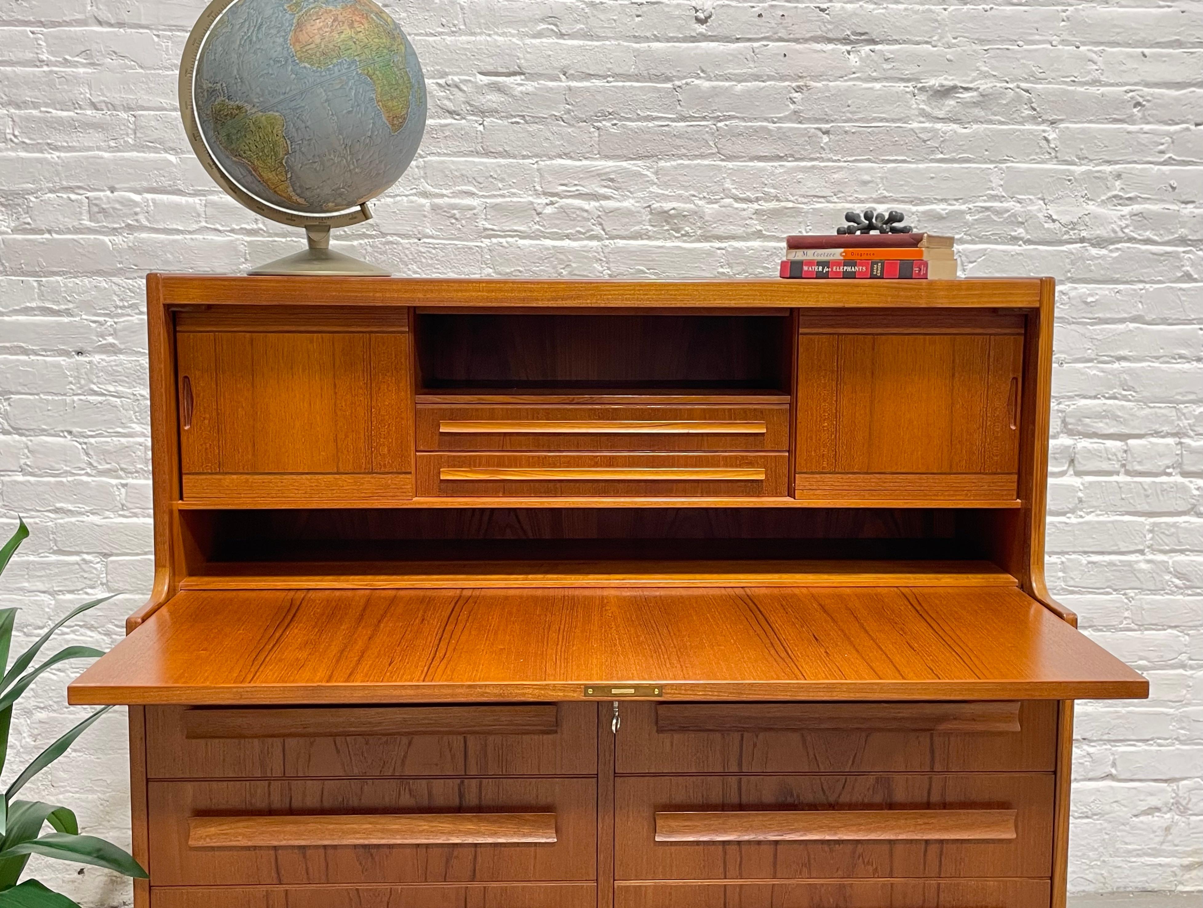 TEAK Mid Century MODERN Secretary DESK + Storage, Made in Denmark, c. 1960's 3