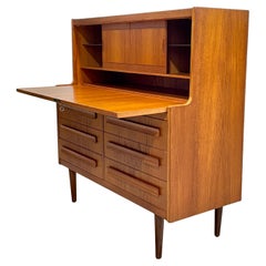 TEAK Mid Century MODERN Secretary DESK + Storage, Made in Denmark, c. 1960's