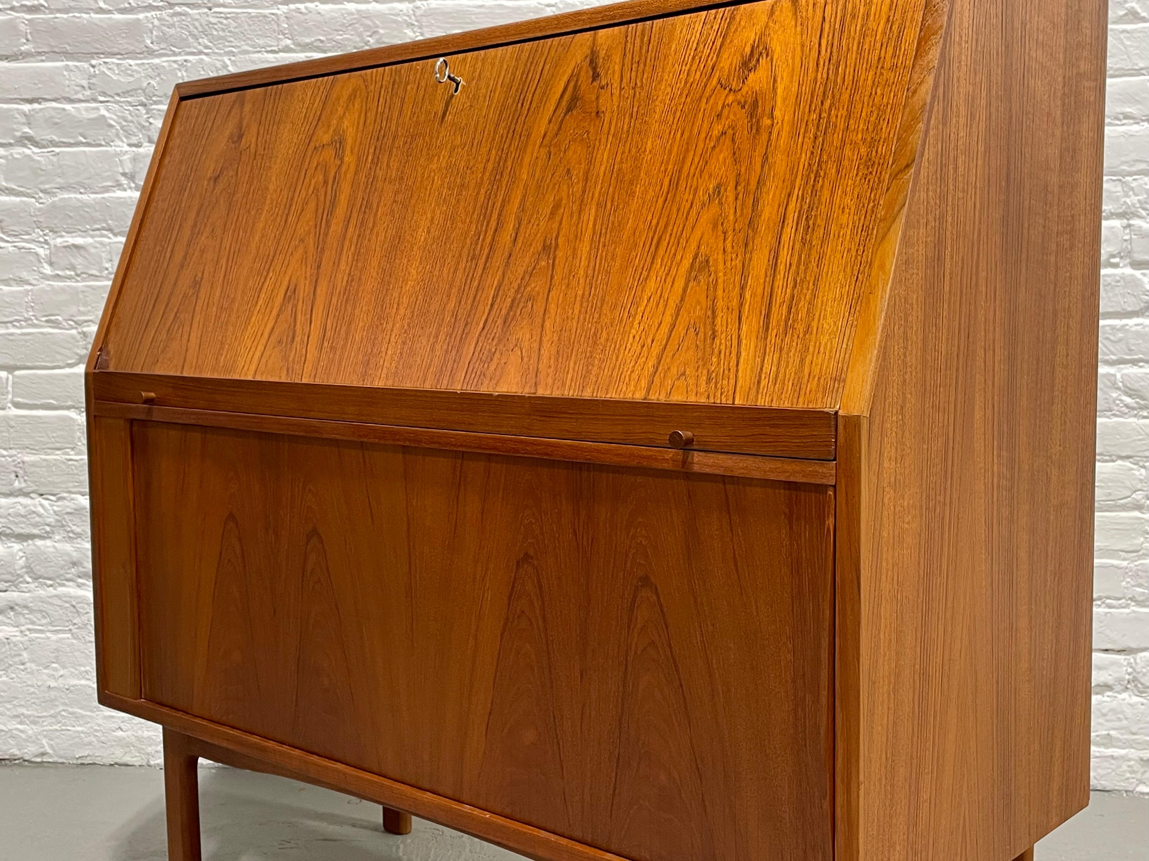 Teak Mid-Century Modern Secretary Desk + Tambour Storage, Made in Denmark 10