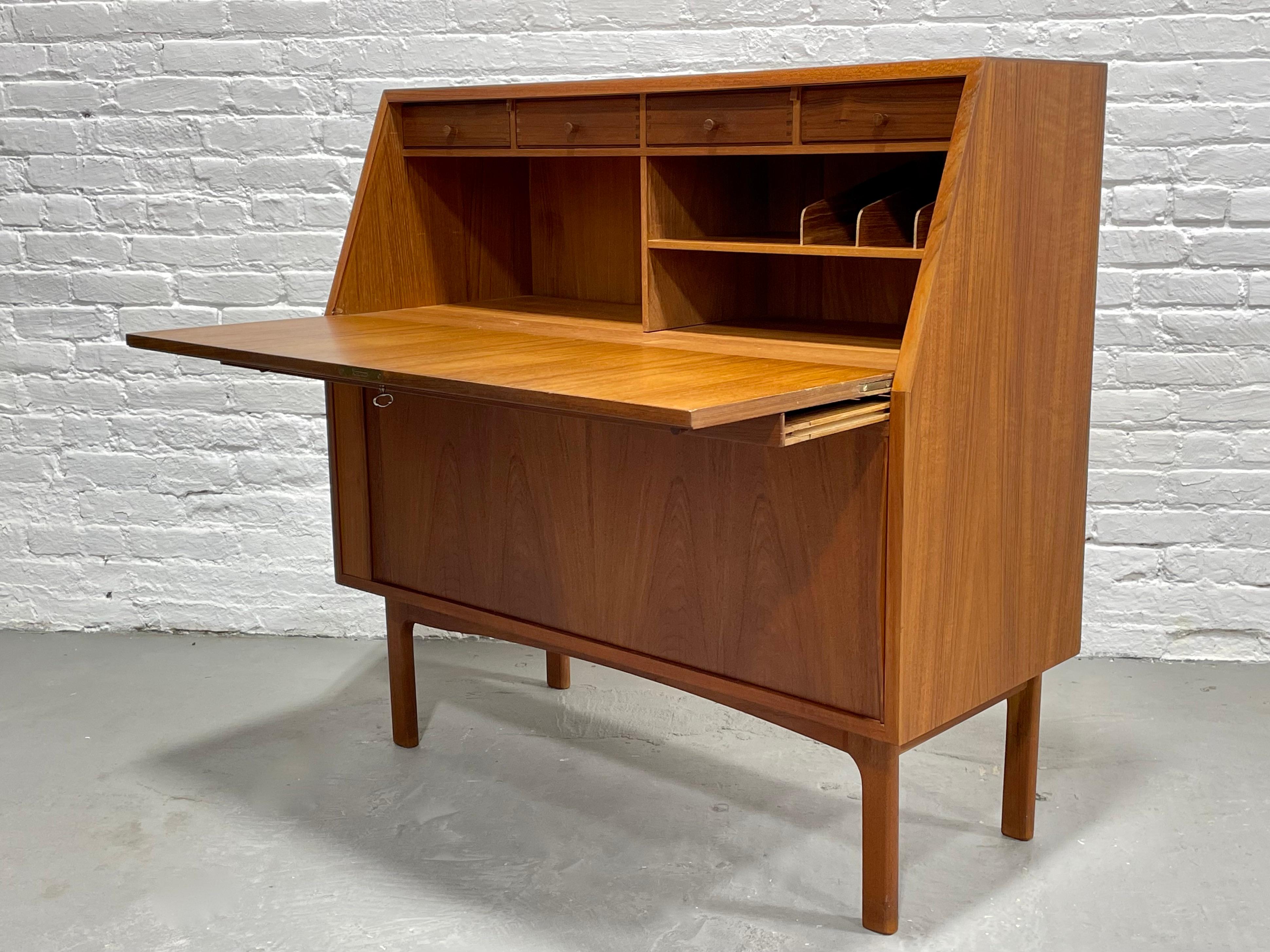 Teak Mid-Century Modern Secretary Desk + Tambour Storage, Made in Denmark 11