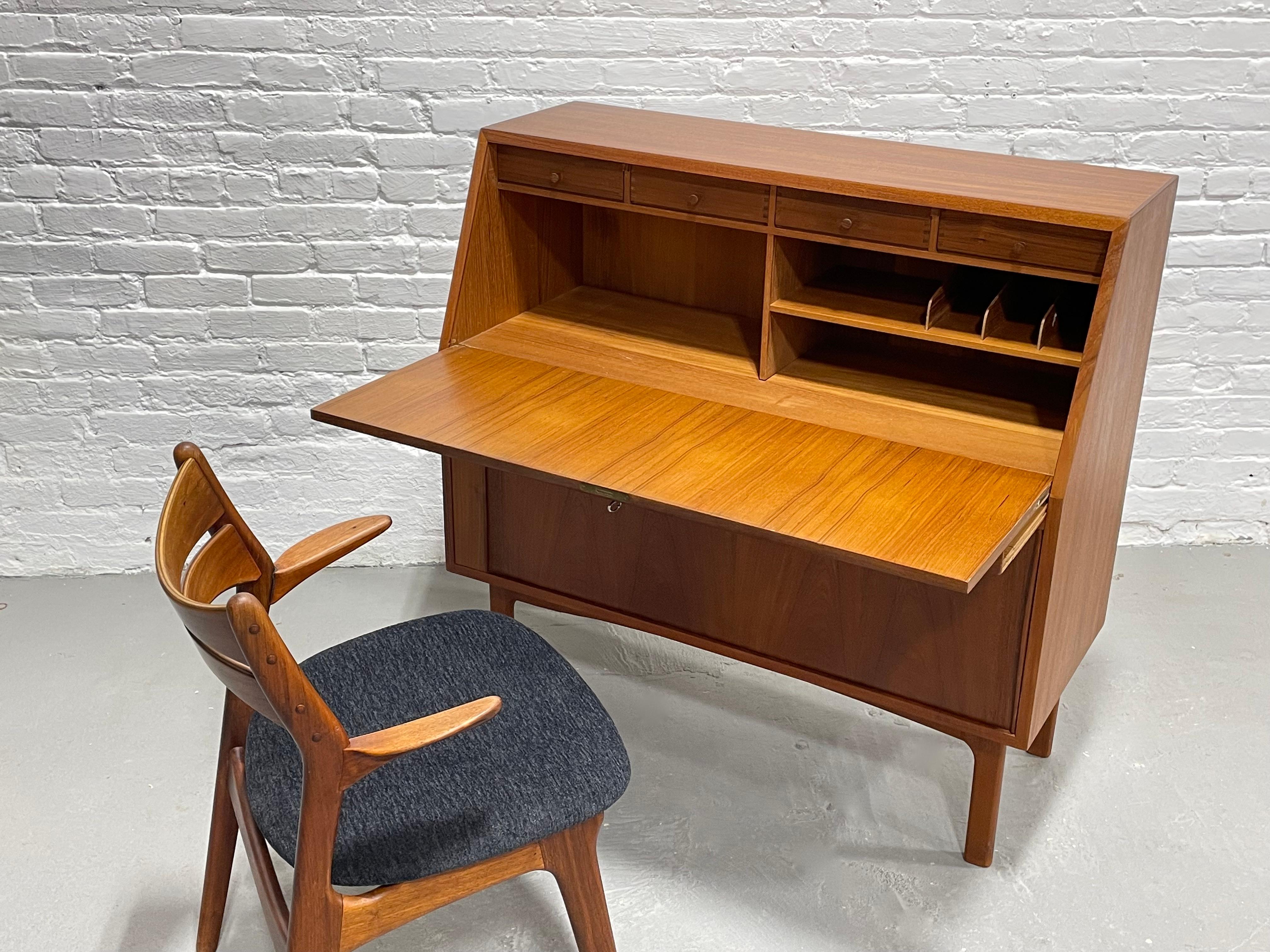 Teak Mid-Century Modern Secretary Desk + Tambour Storage, Made in Denmark 12