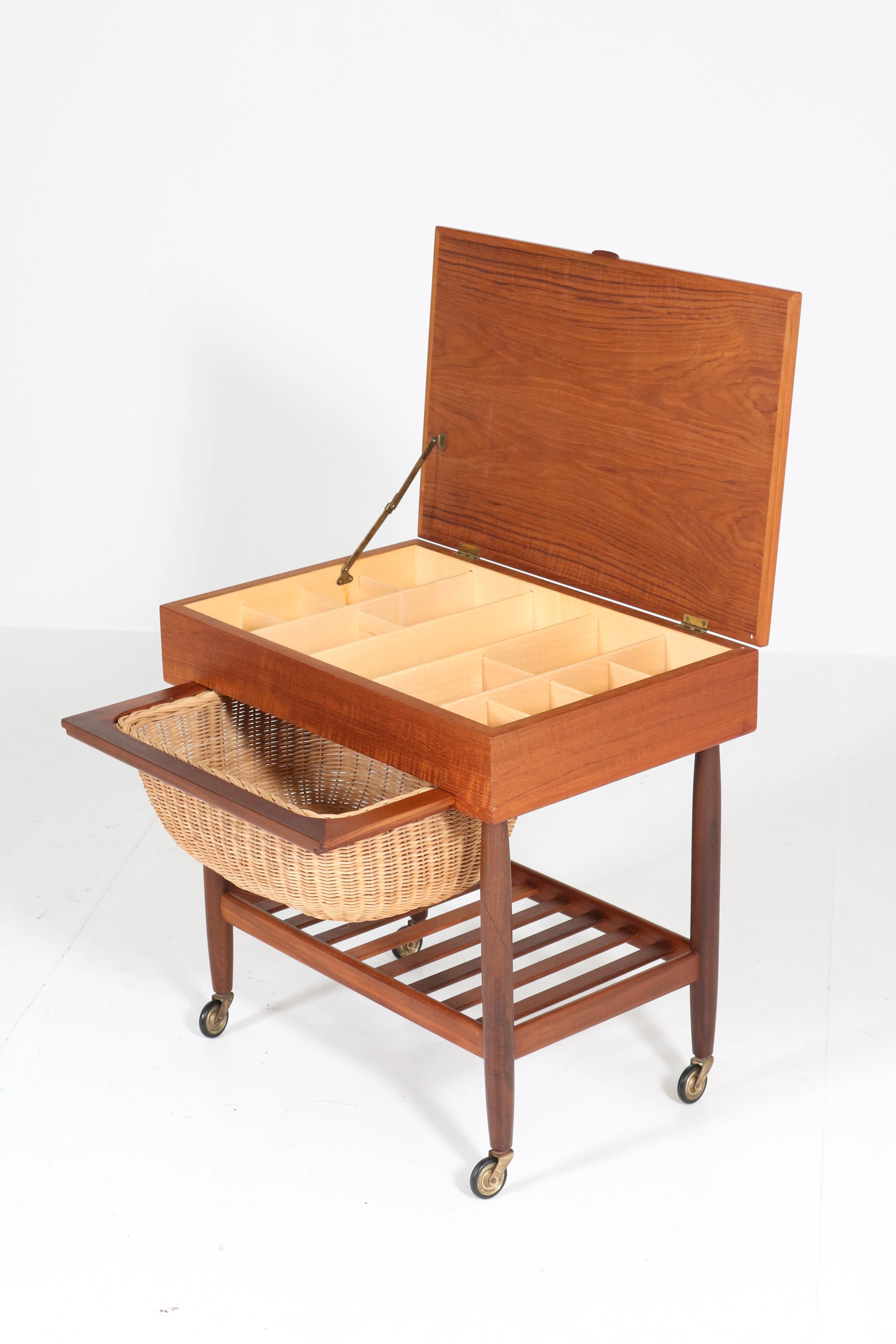 Mid-20th Century Teak Mid-Century Modern Sewing Trolley by Ejvind Johansson for FDB Mobler, 1960s