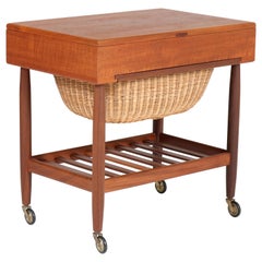 Vintage Teak Mid-Century Modern Sewing Trolley by Ejvind Johansson for FDB Mobler, 1960s