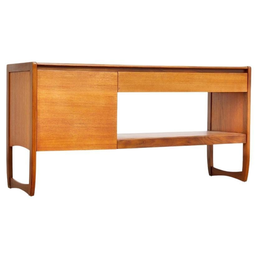 Teak Mid Century Vinyl Record Media Unit Credenza