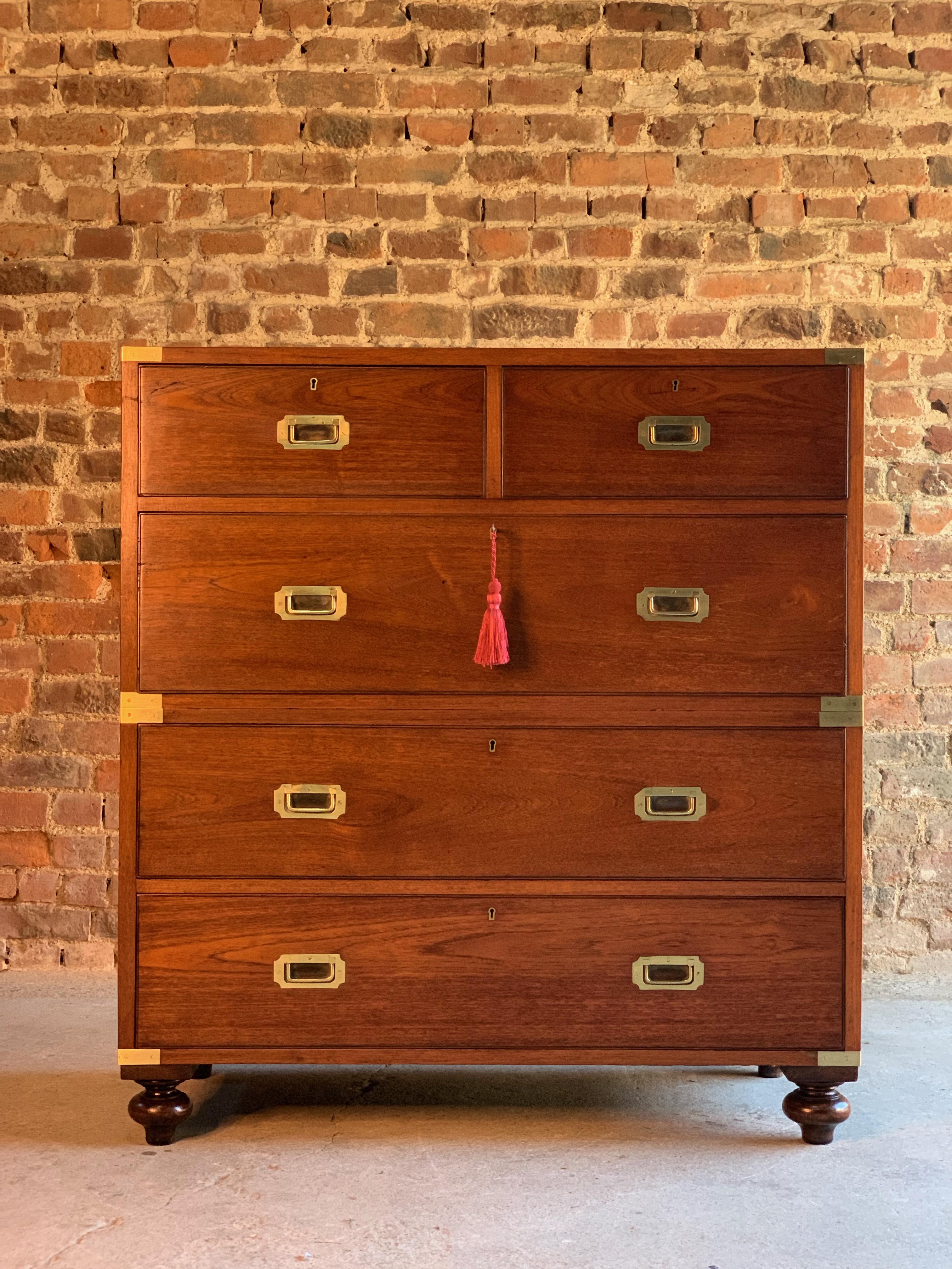 Teak Military Campaign Chest of Drawers Victorian 'circa 1890' Number 28 6