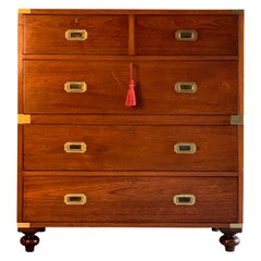 Teak Military Campaign Chest of Drawers Victorian, circa 1890 Number 28