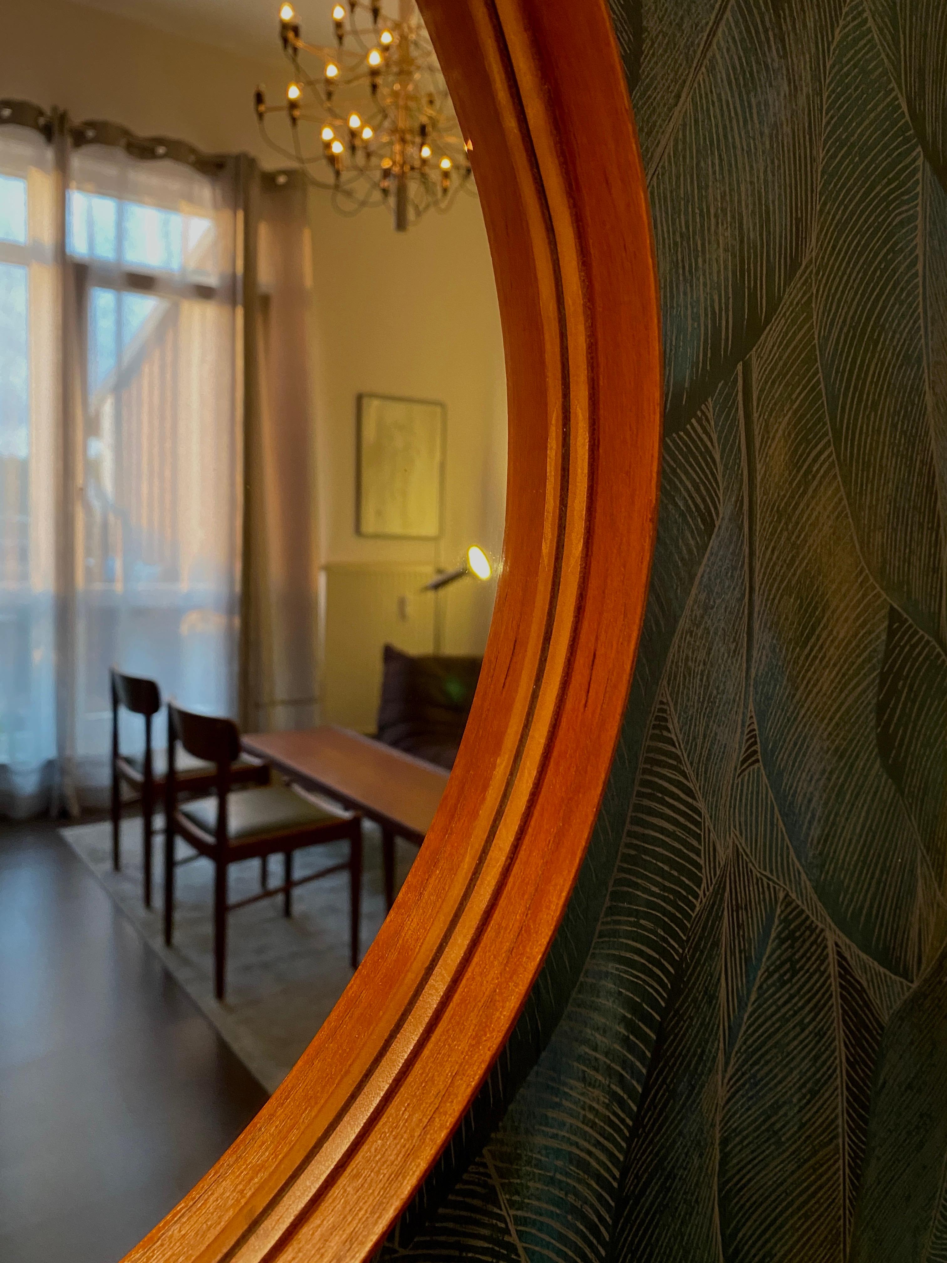 Miroir en teck par Glas Mäster - Markaryd, Suède années 1950 - Modèle n° 103 en vente 3