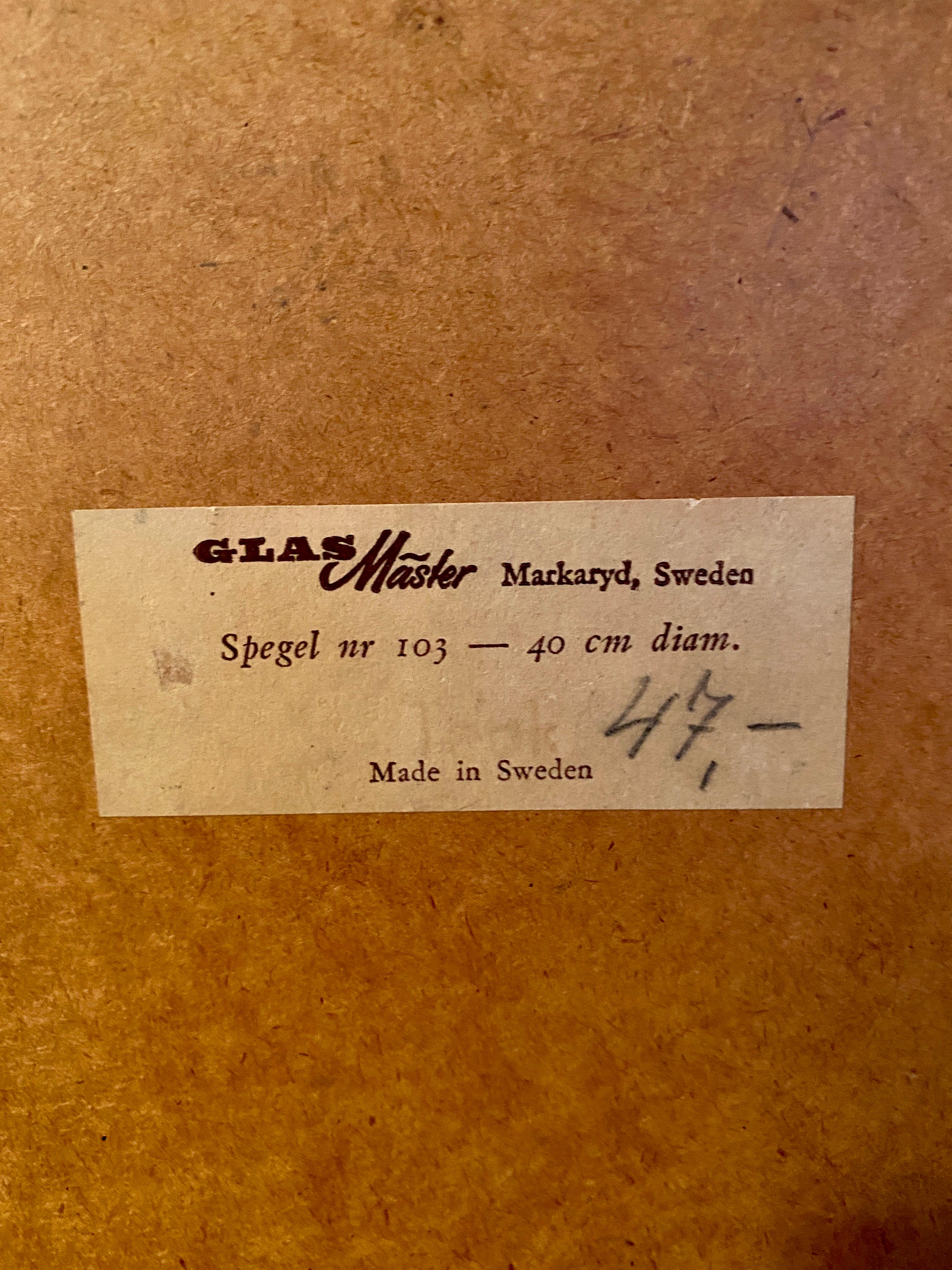 Bambou Miroir en teck par Glas Mäster - Markaryd, Suède années 1950 - Modèle n° 103 en vente
