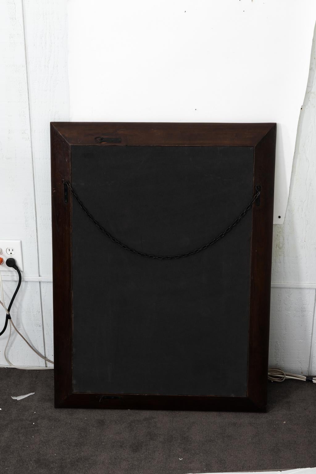 Mid-Century Modern Teak Mirror with Bone Inlay For Sale
