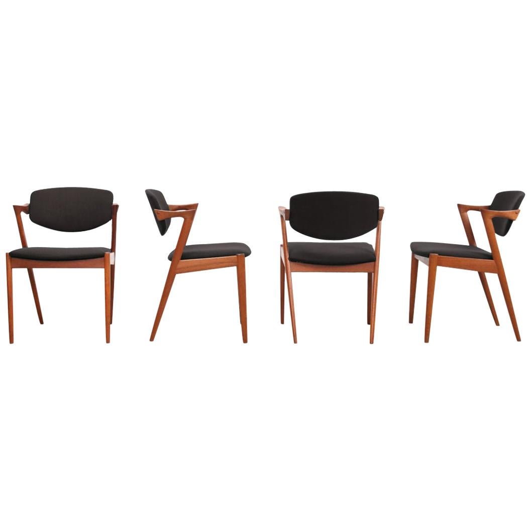 Midcentury Kai Kristiansen Model 42 Teak Dining Chairs at 1stDibs