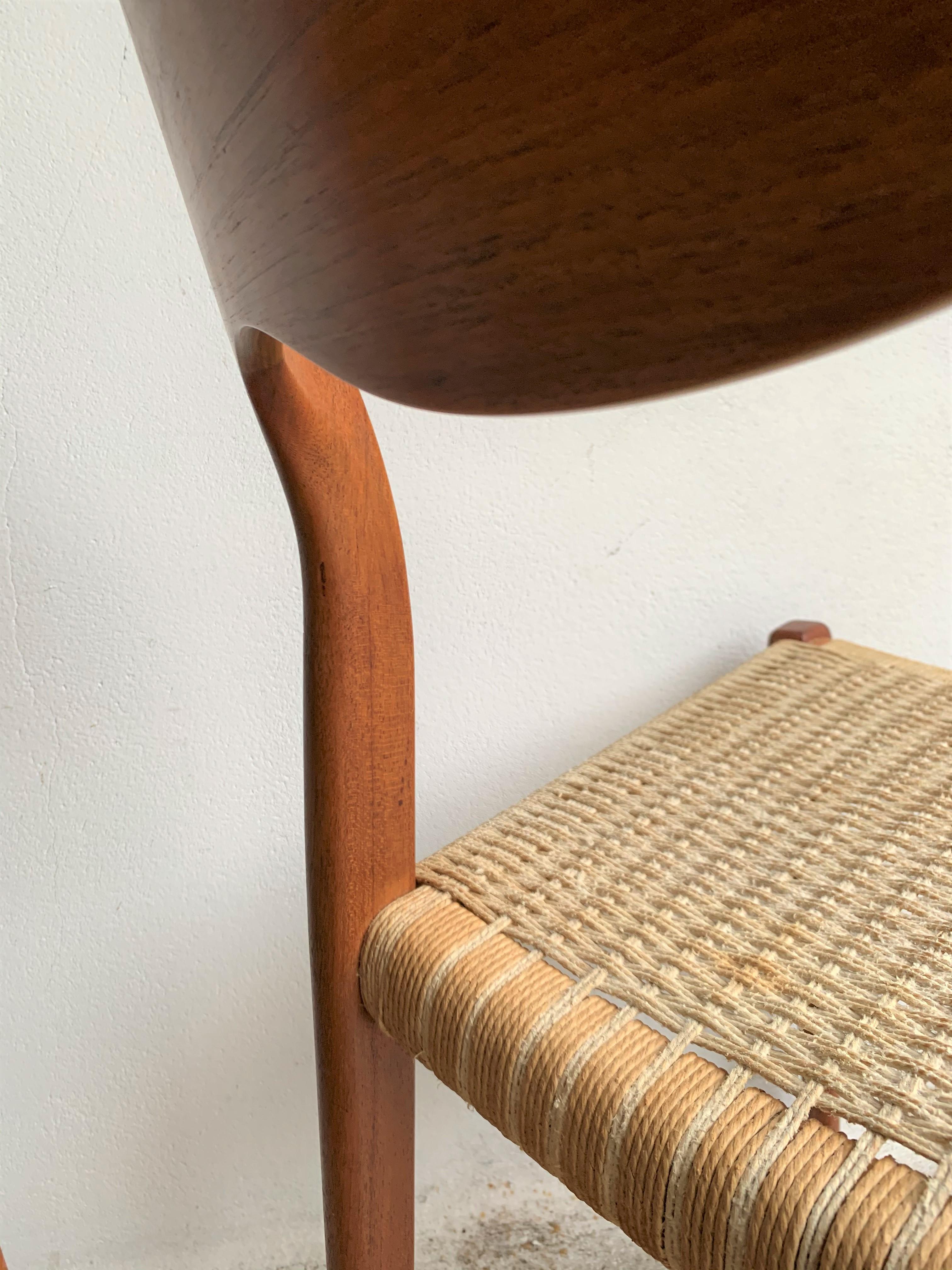 20th Century Vintage Teak Paper Cord No.71 Dining Chairs by Niels O. Møller 5