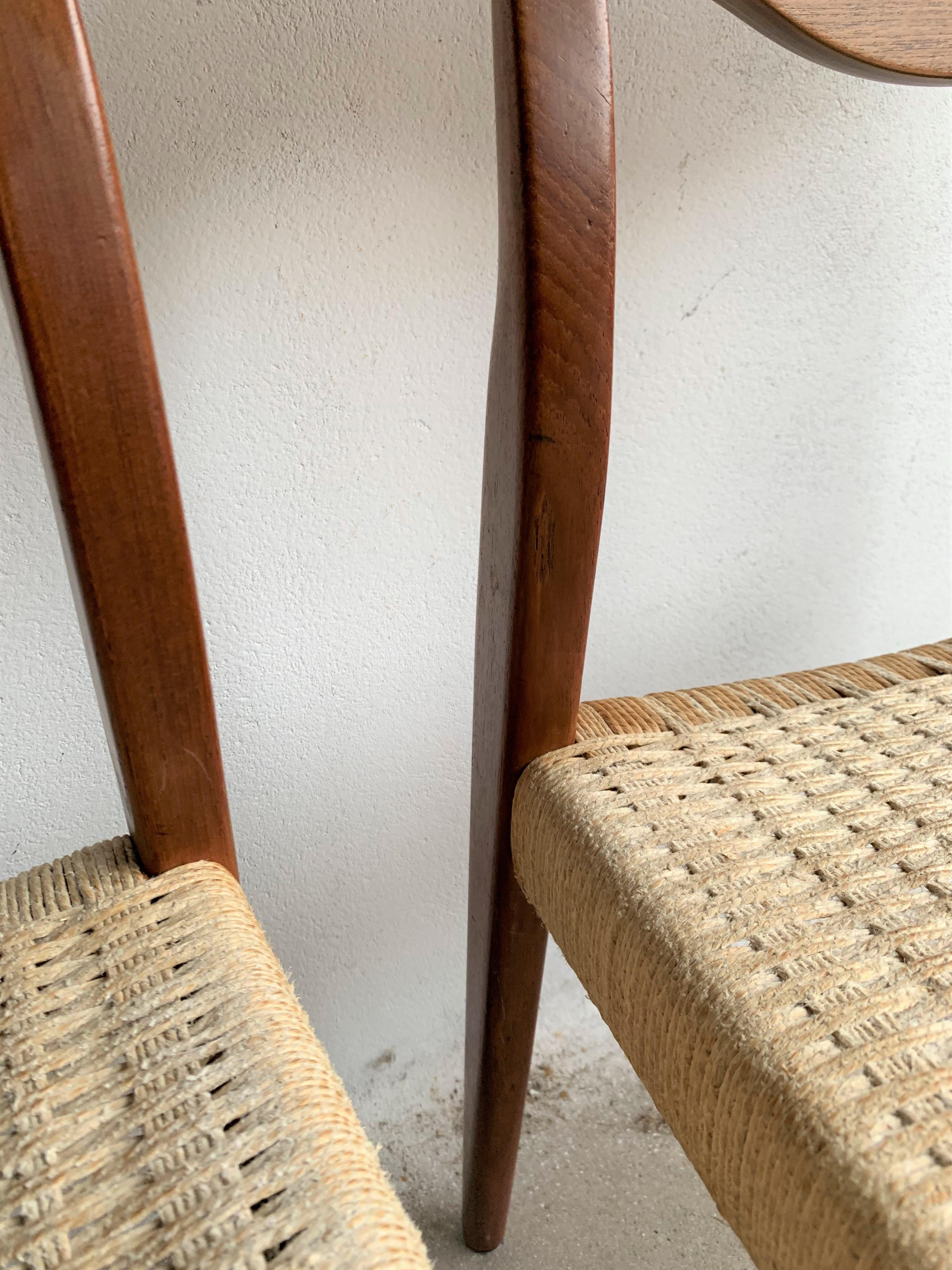 Papercord 20th Century Vintage Teak Paper Cord No.71 Dining Chairs by Niels O. Møller
