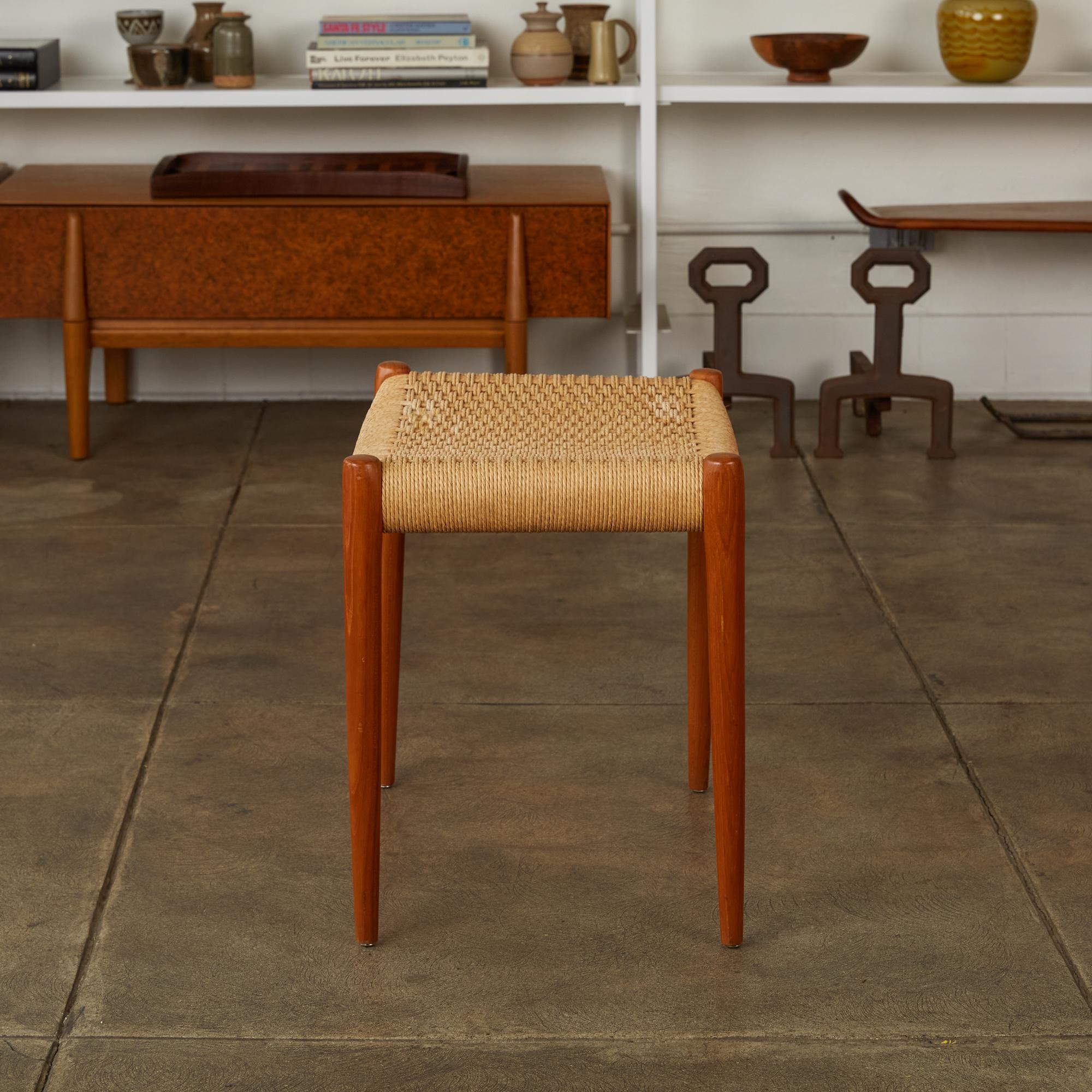 Mid-20th Century Teak Model 80A Ottoman by Niels Møller with Danish Cord Seat