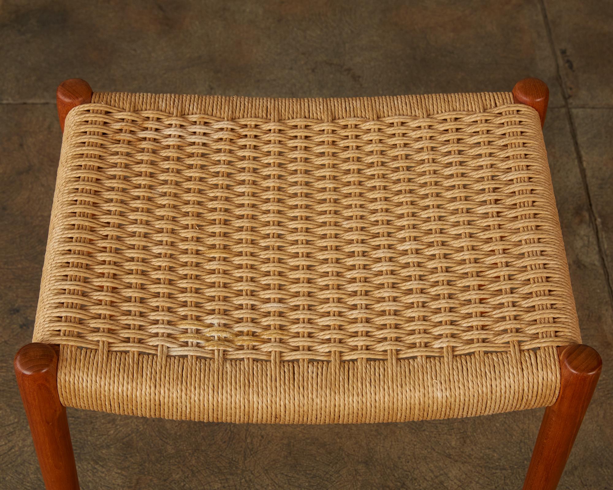 Teak Model 80A Ottoman by Niels Møller with Danish Cord Seat 1