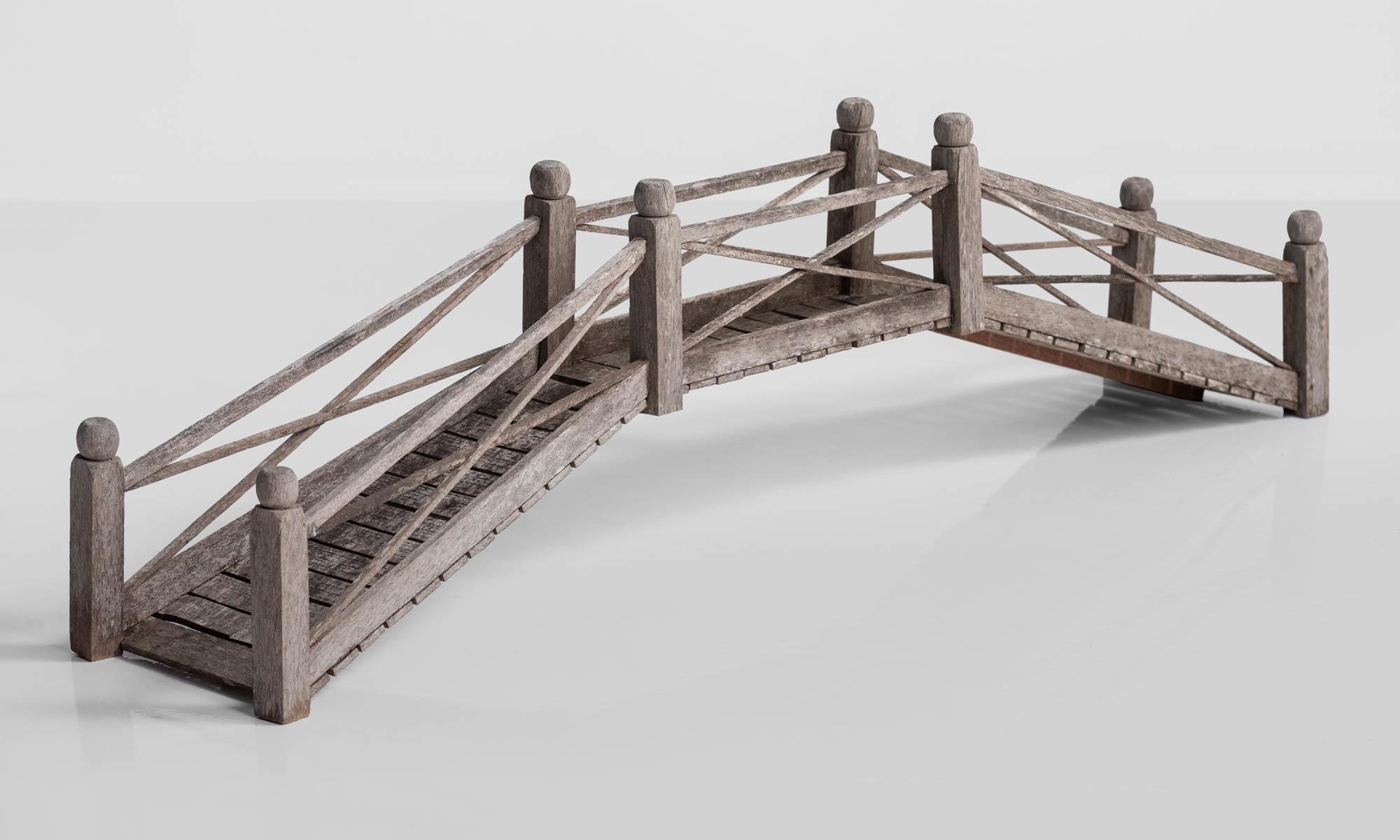 Teak model of a Garden Bridge, England, circa 1920.

Beautifully patinated model form with elegant construction.