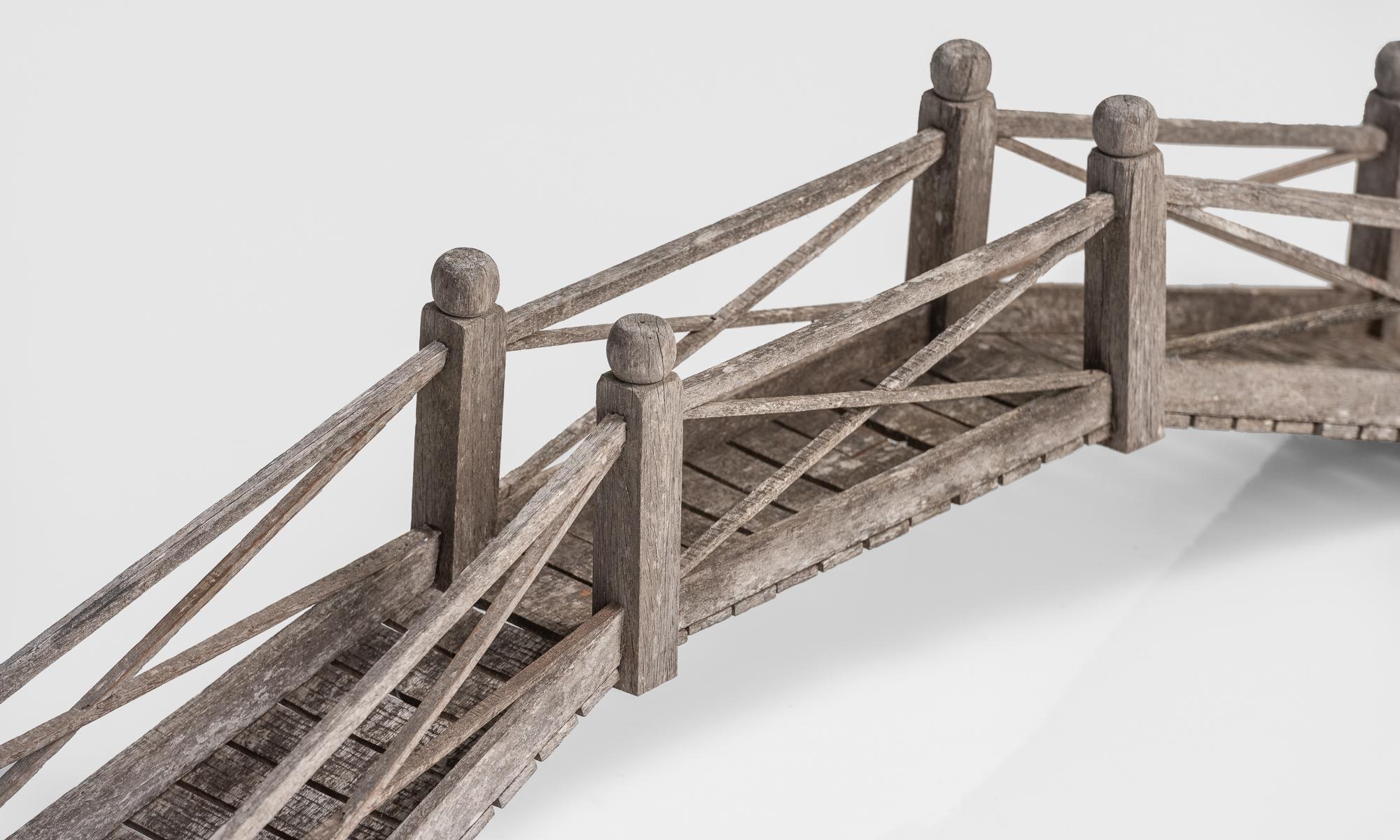 English Teak Model of a Garden Bridge, England, circa 1920