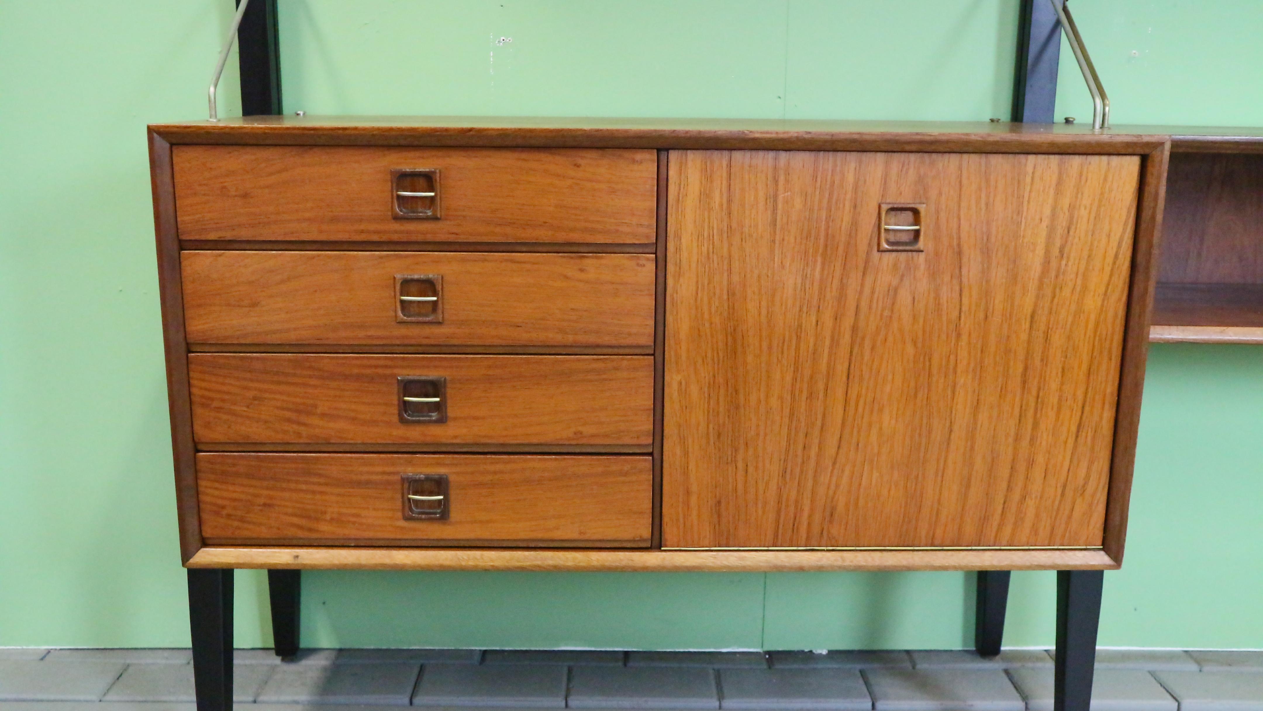 Teak Modular Mid-Century Modern Wall Unit by Louis van Teeffelen for WéBé, 1960s 1