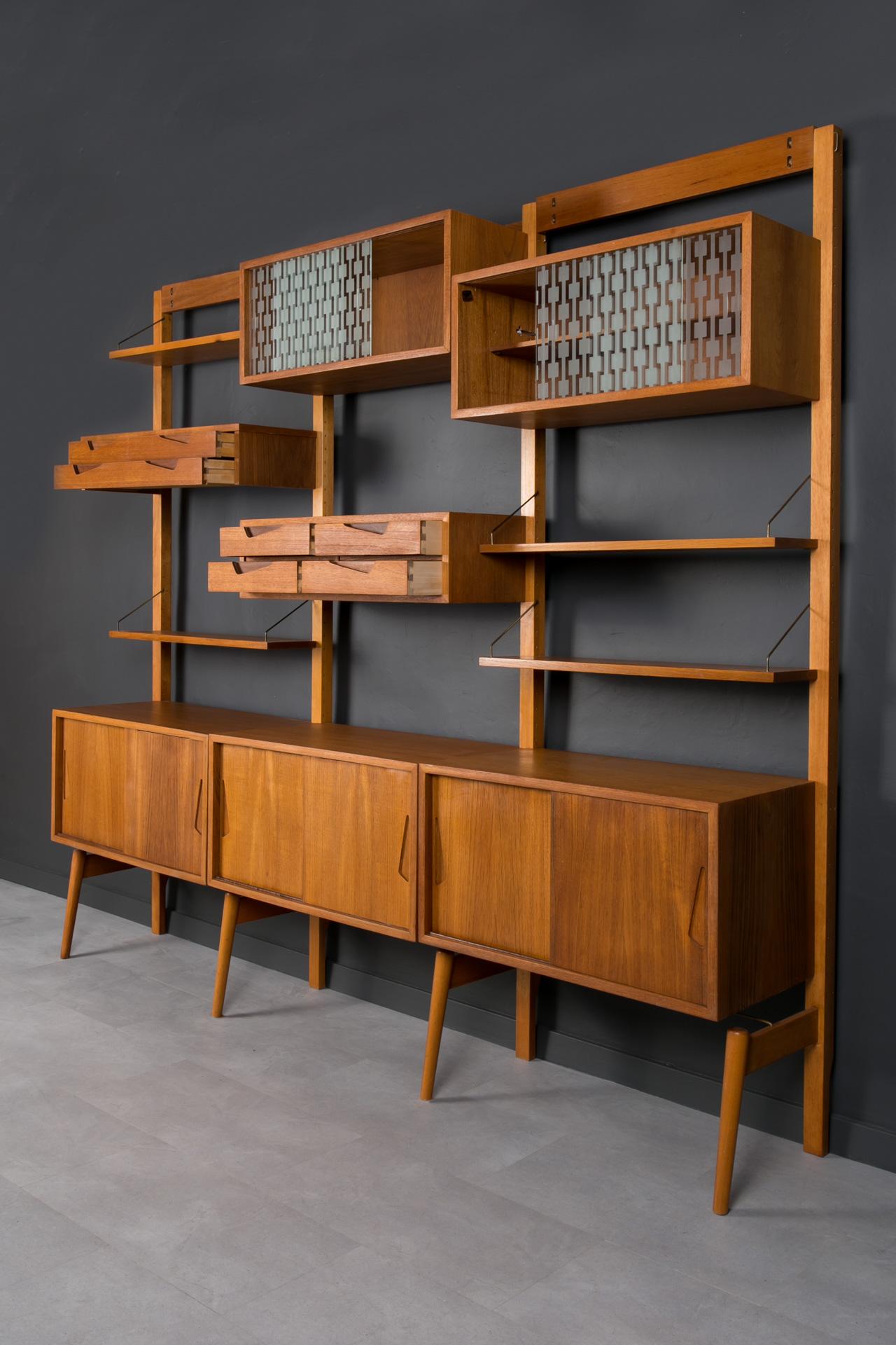 Norwegian Teak Modular Wall Unit, Brodrene Jatog Mobelfabrik, Norway, 1960s