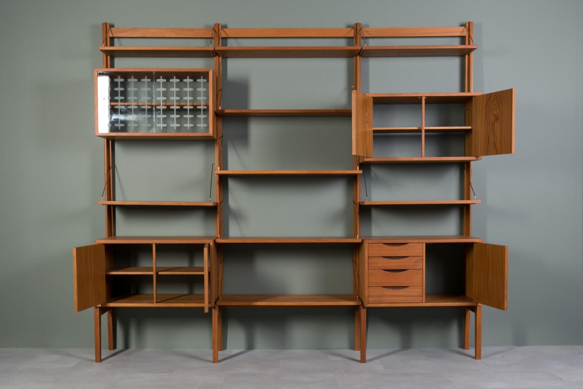 Mid-Century Modern Teak Modular Wall Unit, BRUKSBO, Norway, 1960s