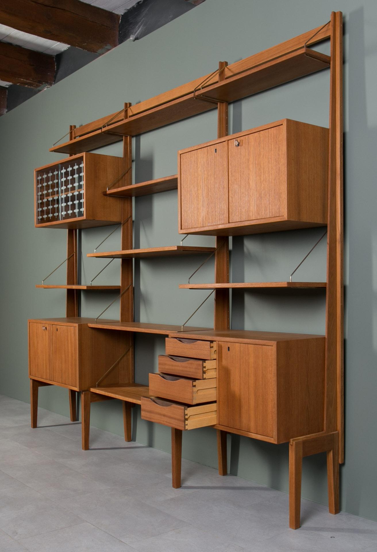 Oiled Teak Modular Wall Unit, BRUKSBO, Norway, 1960s