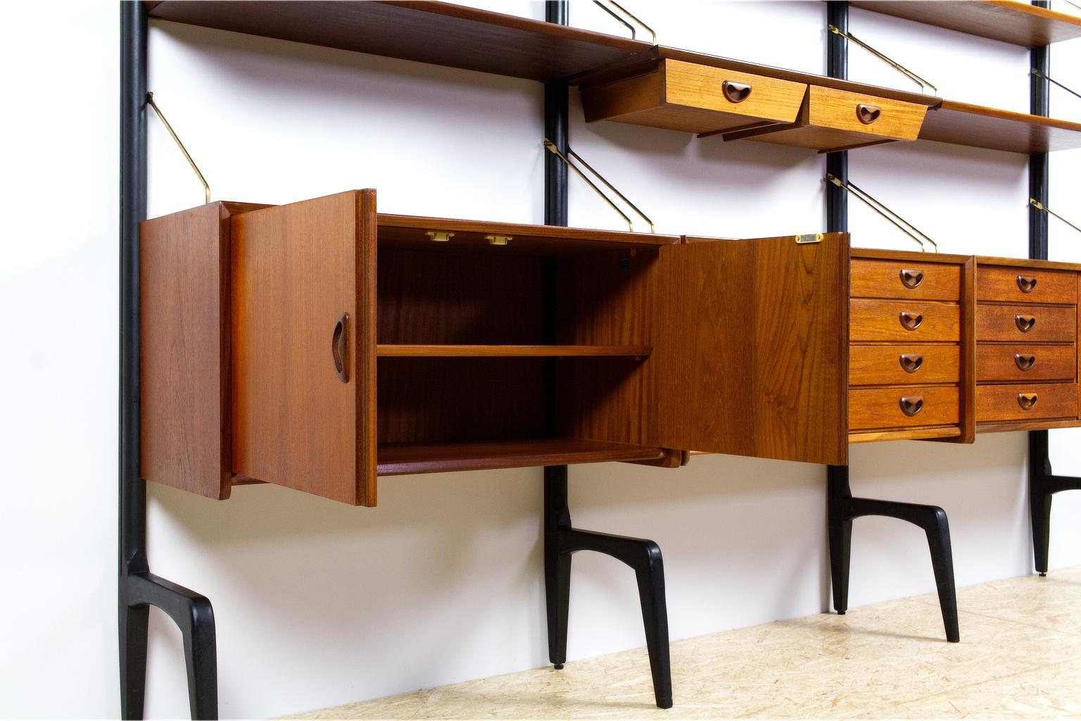 Teak Modular Wall Unit by Louis Van Teeffelen for Wébé, 1950s, Dutch Midcentury 1