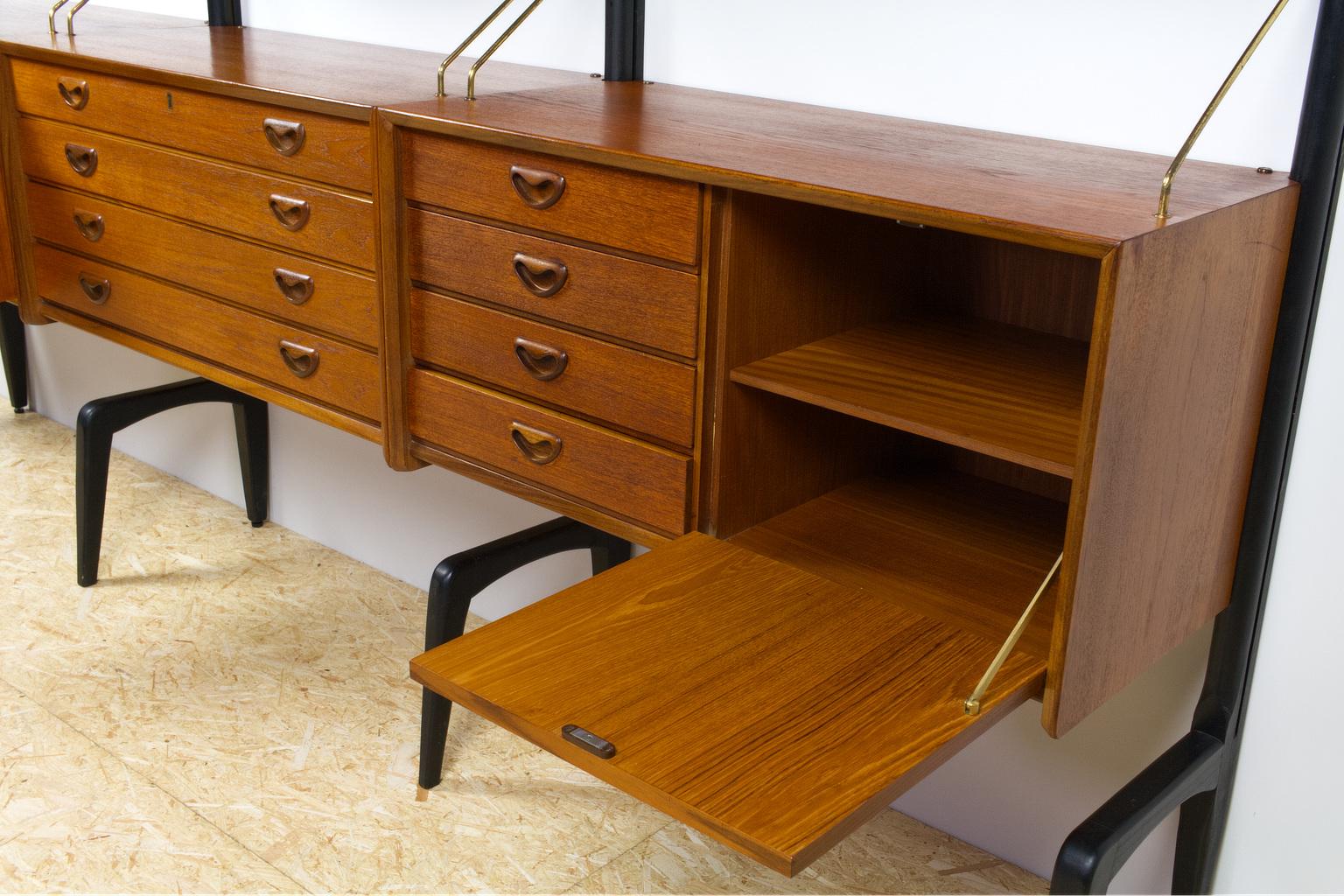 Teak Modular Wall Unit by Louis Van Teeffelen for Wébé, 1950s, Dutch Midcentury 2