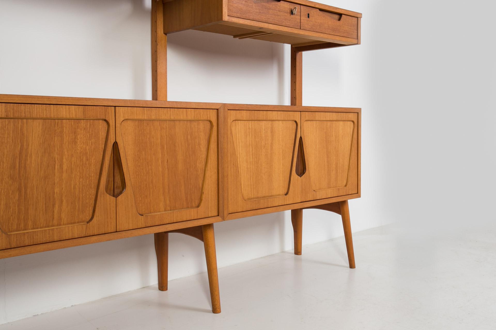 Mid-20th Century Teak Modular Wall Unit, Rival Brodrene Jatogs, Norway, 1960s
