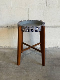 Teak Mosaic Tile Planter Stand and Plant Table Danish Mid-Century Modern 1960s