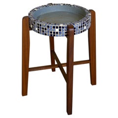Teak Mosaic Tile Planter Stand and Plant Table Danish Mid-Century Modern 1960s
