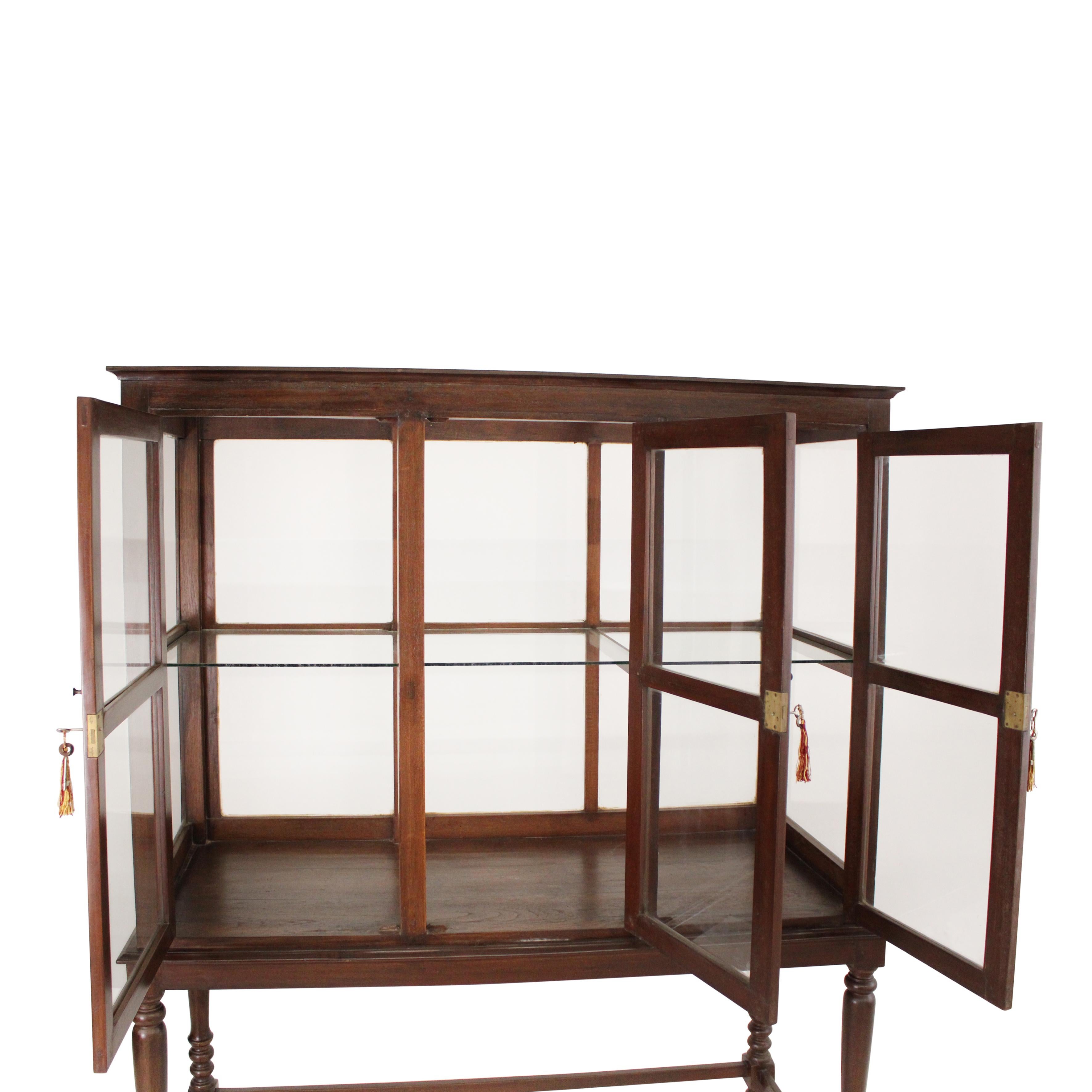 19th Century Teak Museum Vitrine Cabinet For Sale