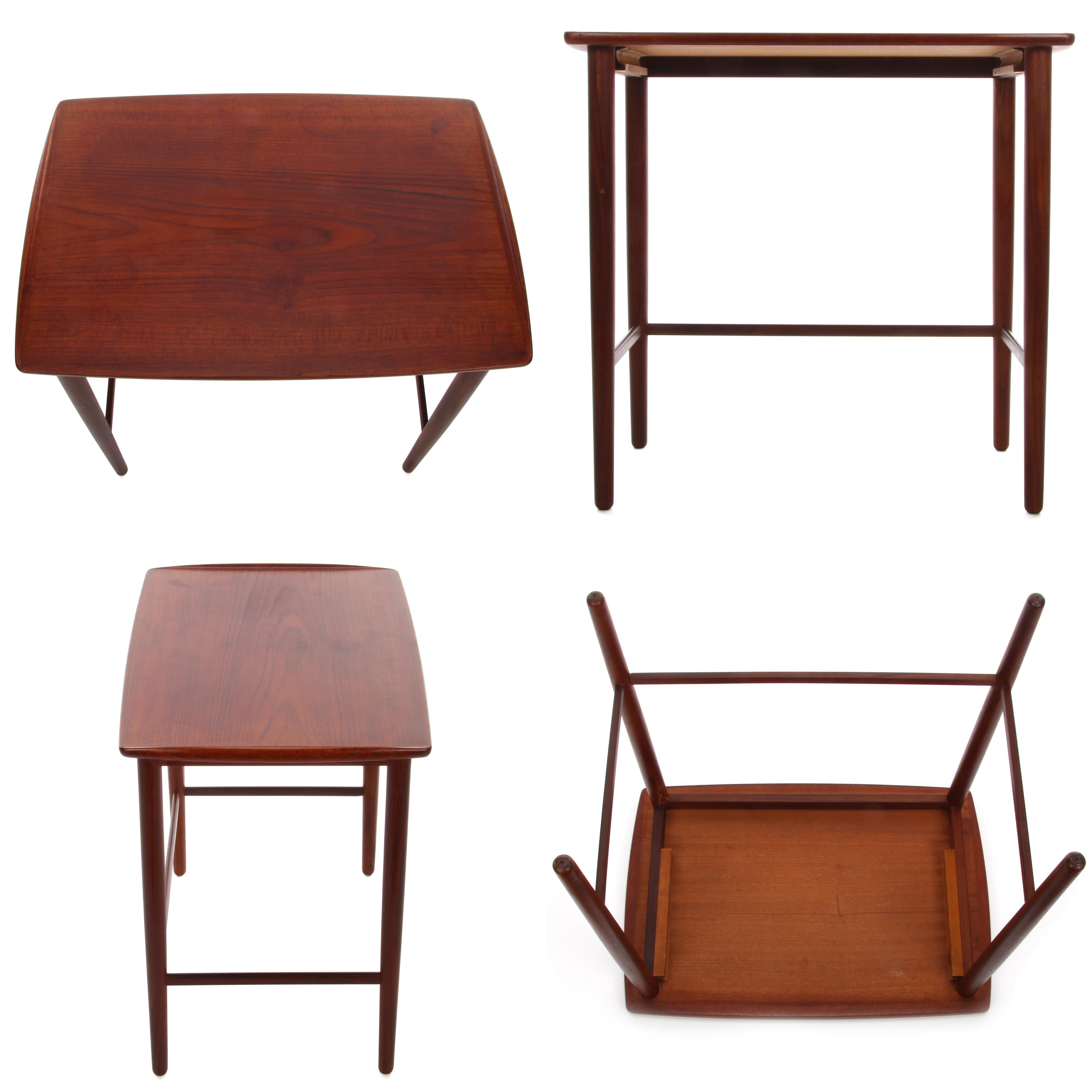 Mid-20th Century Teak Nest of Tables, 1960s Danish Modern Set of 3 Nested Tables