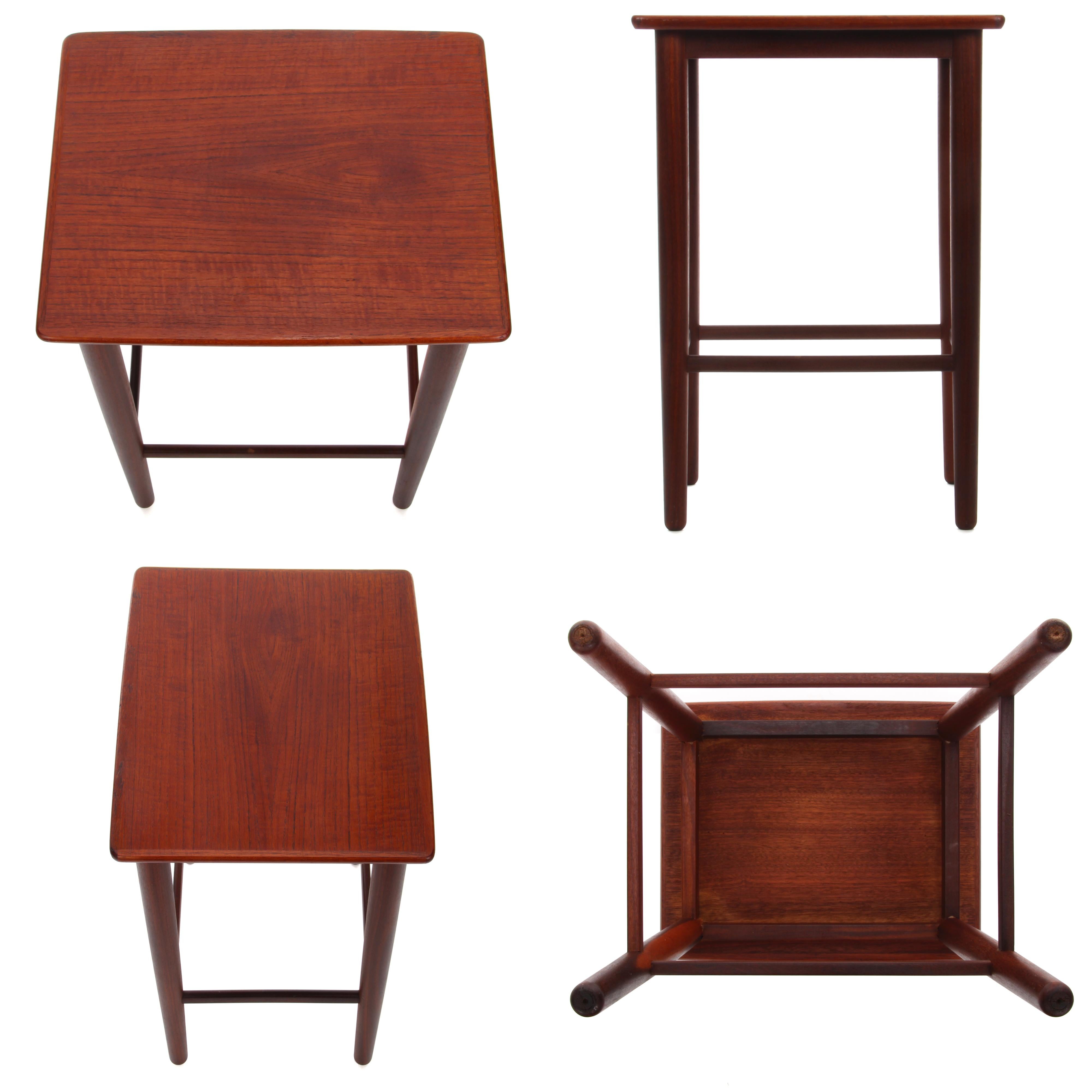 Teak Nest of Tables, 1960s Danish Modern Set of 3 Nested Tables 2