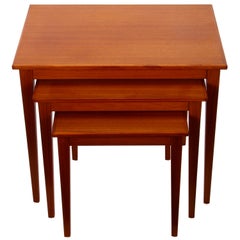 TEAK Nest of Tables by Form Funktion Kvalitet, 1960s Danish Modern Set of 3 Nest