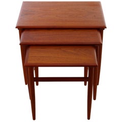 Teak Nested Tables 1960s Scandinavian Modern Nesting Tables