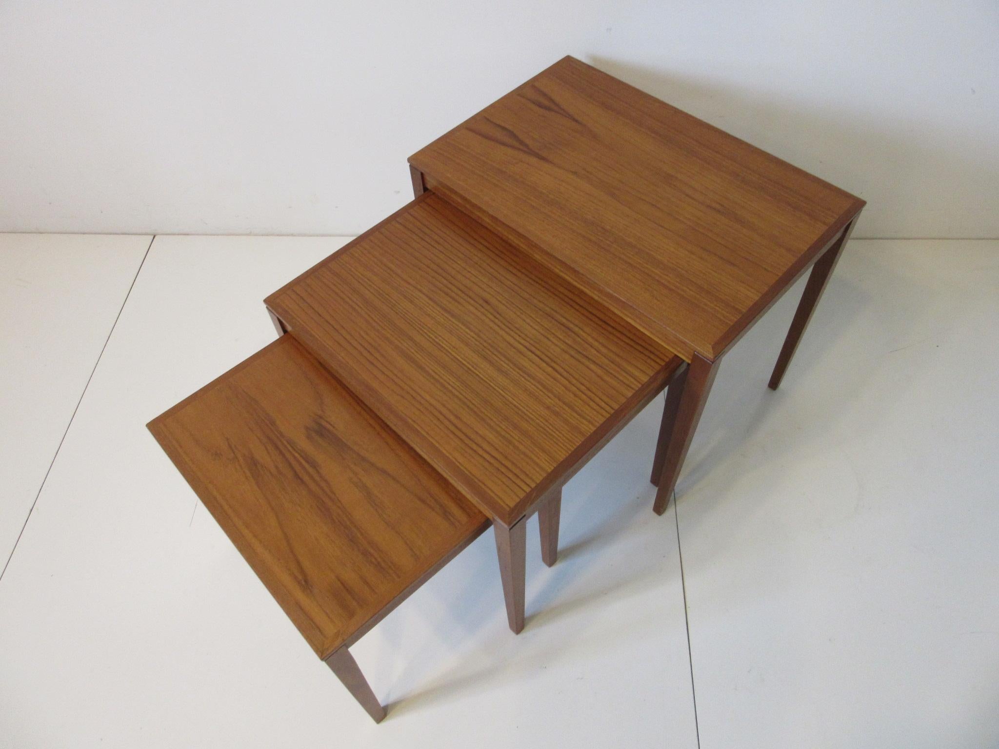 Teak Nesting Side Table Set by Bent Silberg, Denmark 4