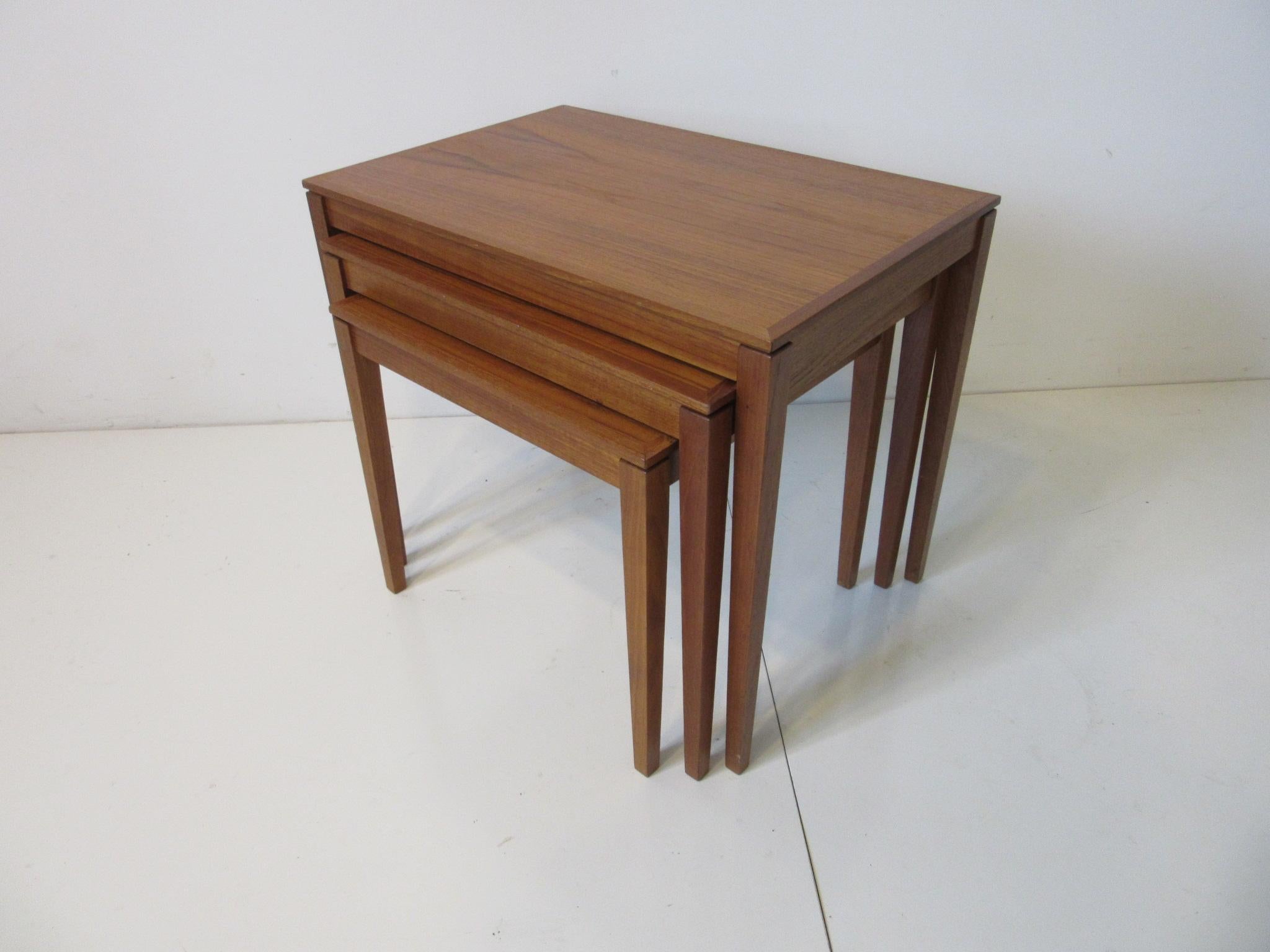 Teak Nesting Side Table Set by Bent Silberg, Denmark In Good Condition In Cincinnati, OH