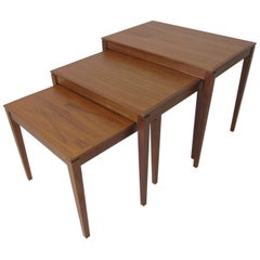 Teak Nesting Side Table Set by Bent Silberg, Denmark