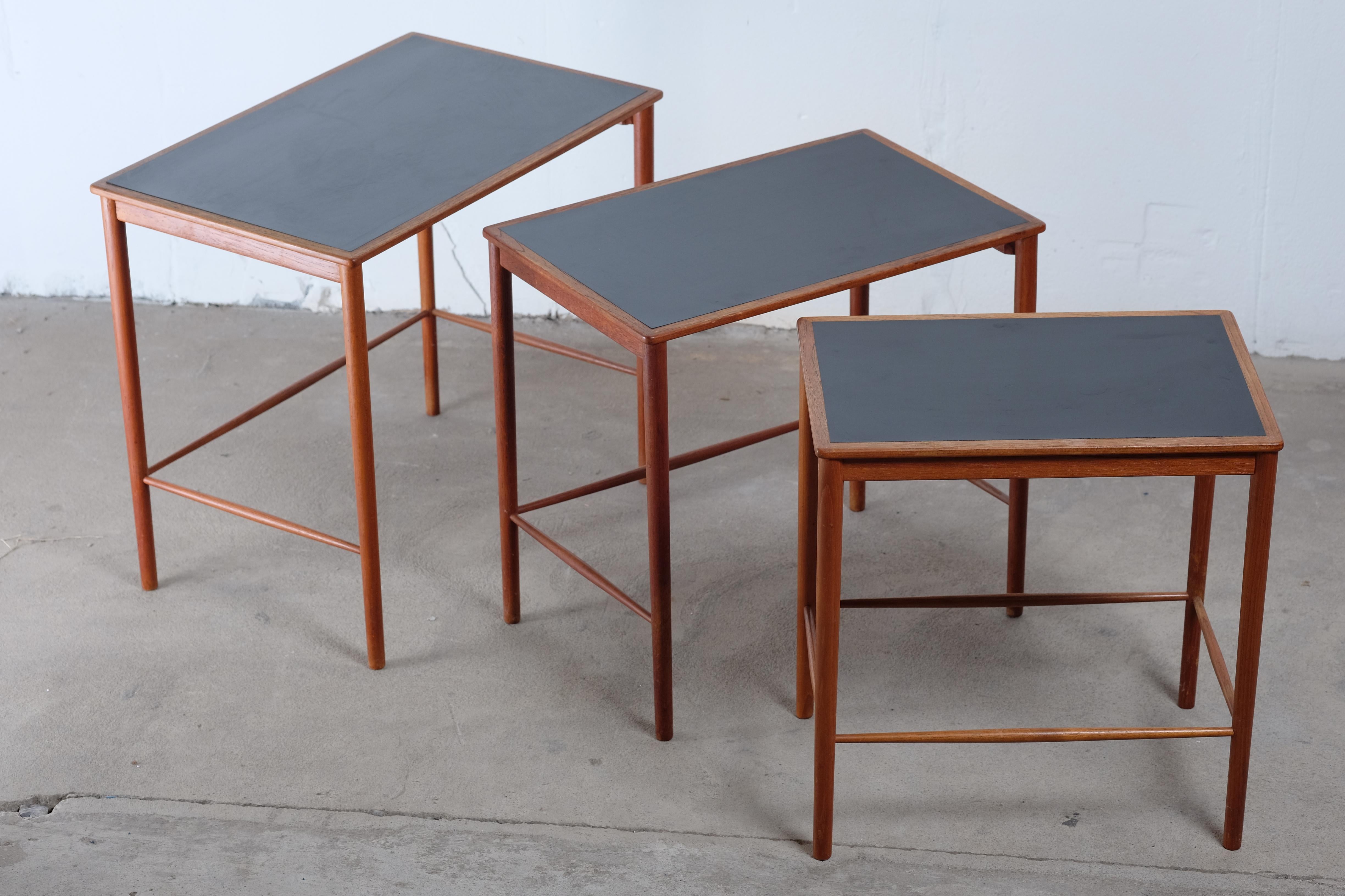Mid-Century Modern Teak Nesting Tables by Grete Jalk for Poul Jeppesens Møbelfabrik, 1950s For Sale