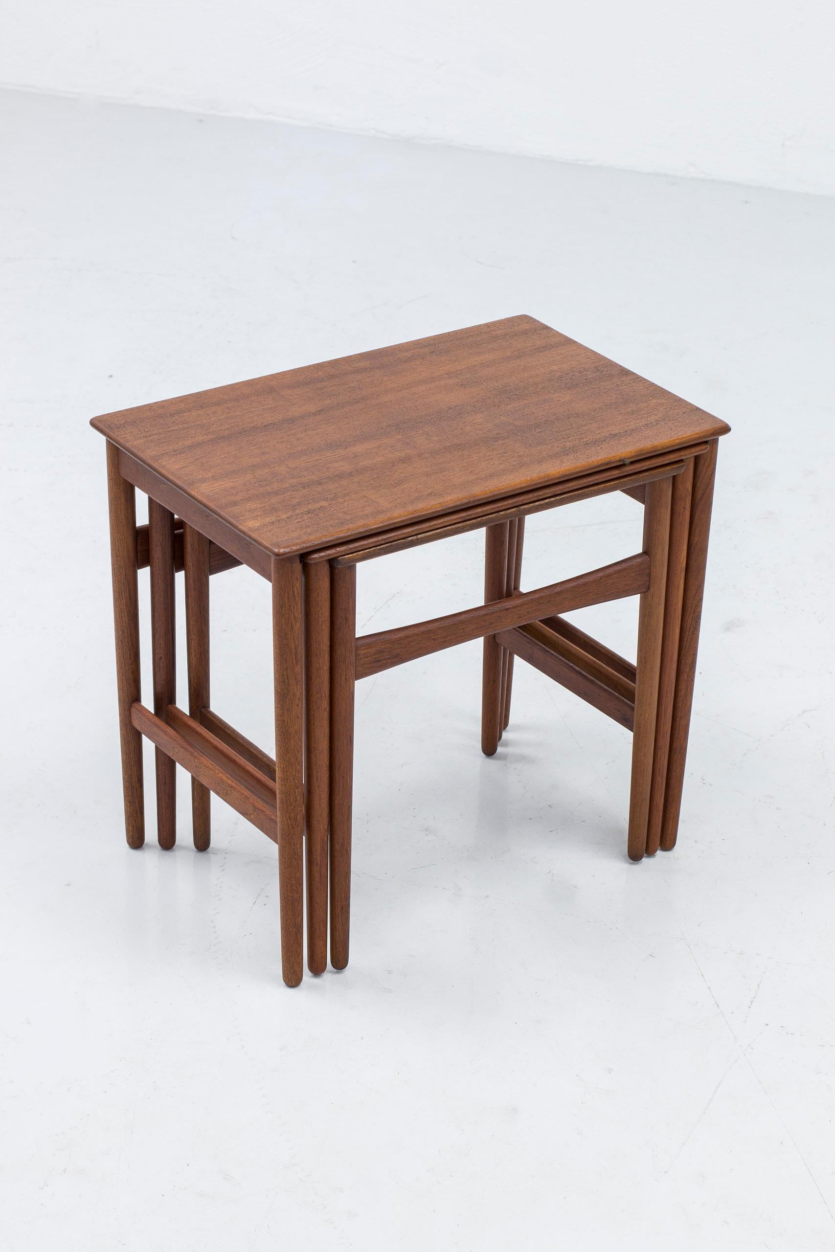 Teak nesting tables by Hans J. Wegner, Andreas Tuck, denmark, 1950s In Good Condition In Hägersten, SE
