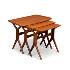 Teak Nesting tables by Johannes Andersen for CFC Silkeborg, 1960s, Set of 3
