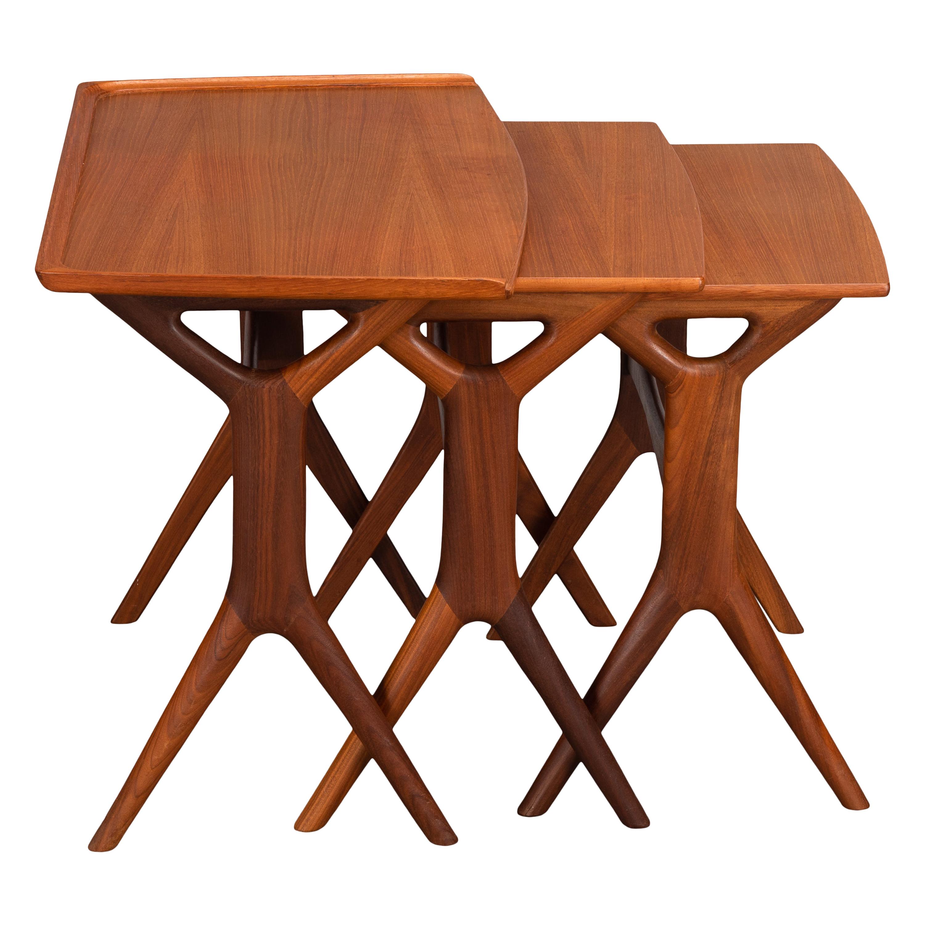 Teak Nesting tables by Johannes Andersen for CFC Silkeborg, 1960s, Set of 3