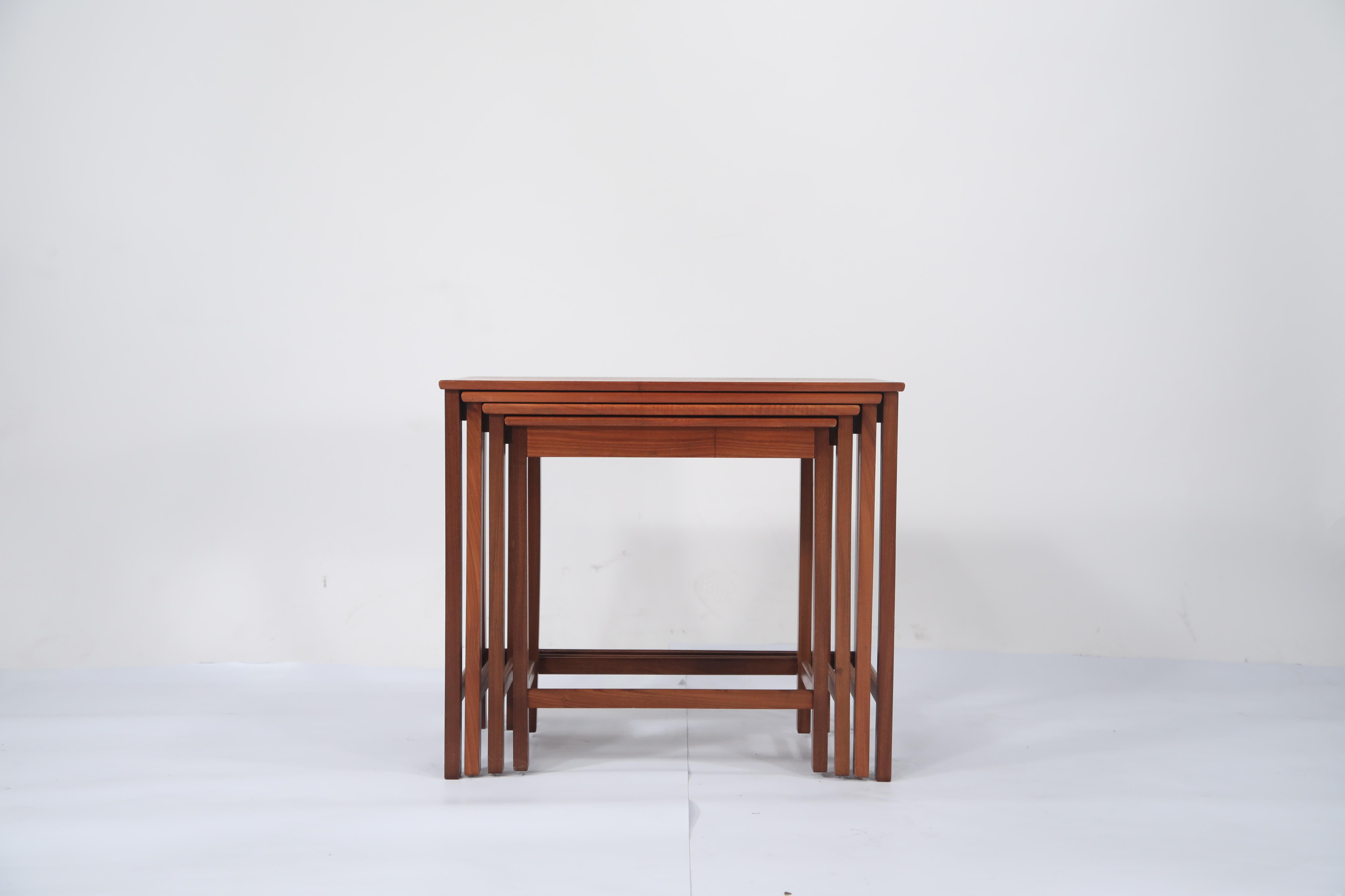 Teak Nesting Tables by Peter Hvidt and Orla Molgaard Nielsen for Illums Bolighus In Excellent Condition In Los Angeles, CA