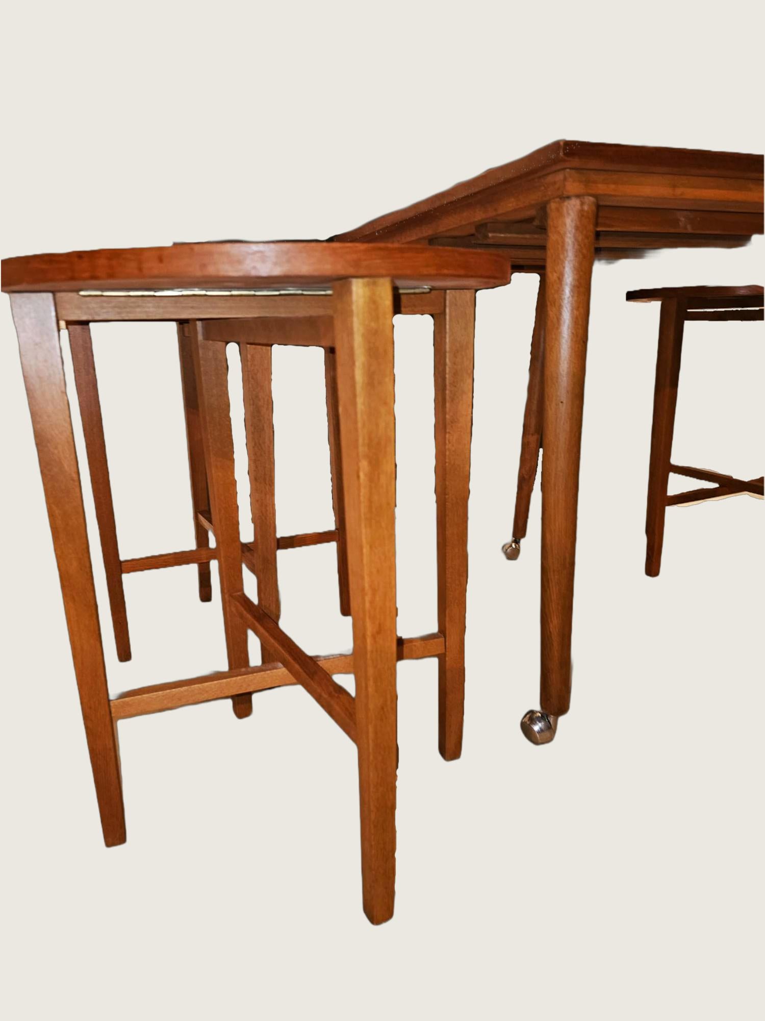 Hand-Crafted Teak Nesting Tables by Poul Hundevad, 1960s, Set of 5 For Sale