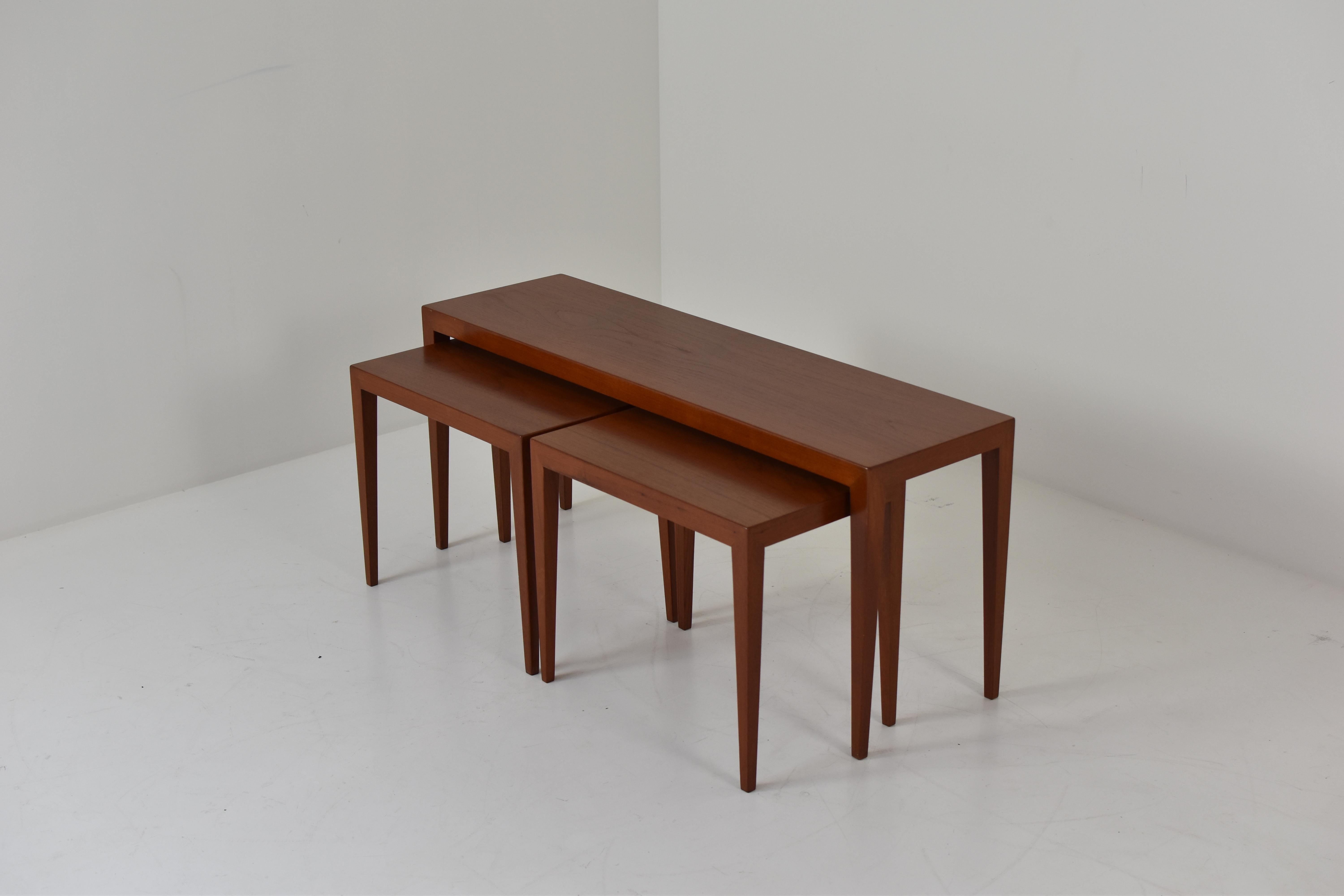 Scandinavian Modern Teak Nesting Tables by Severin Hansen Jr. for Haslev Møbelsnedkeri, Denmark 1960